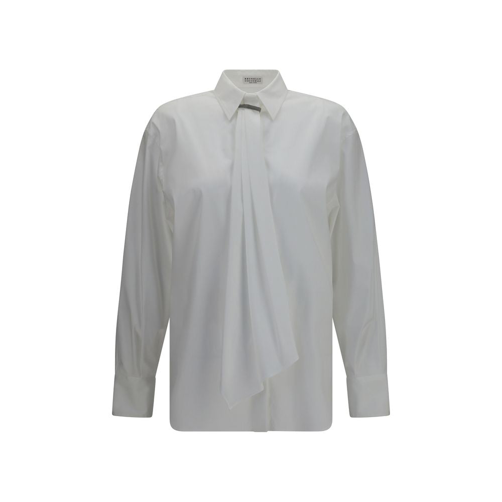 Brunello Cucinelli White Cotton Dress Women's Shirt