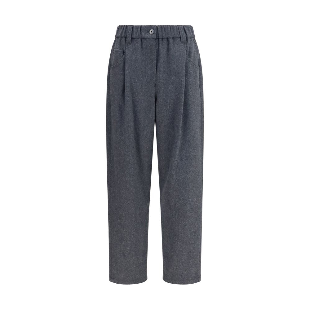 Brunello Cucinelli Gray Wool Oves Aries Casual Women's Pants