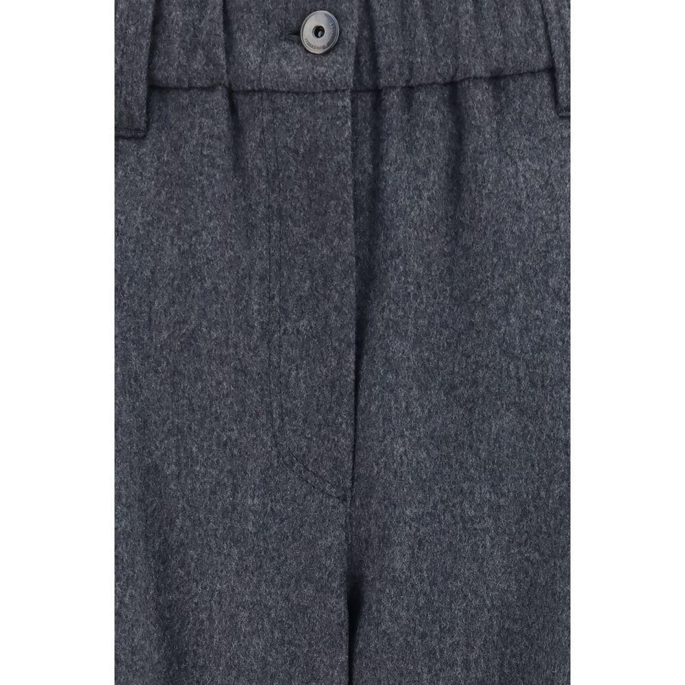 Brunello Cucinelli Gray Wool Oves Aries Casual Women's Pants