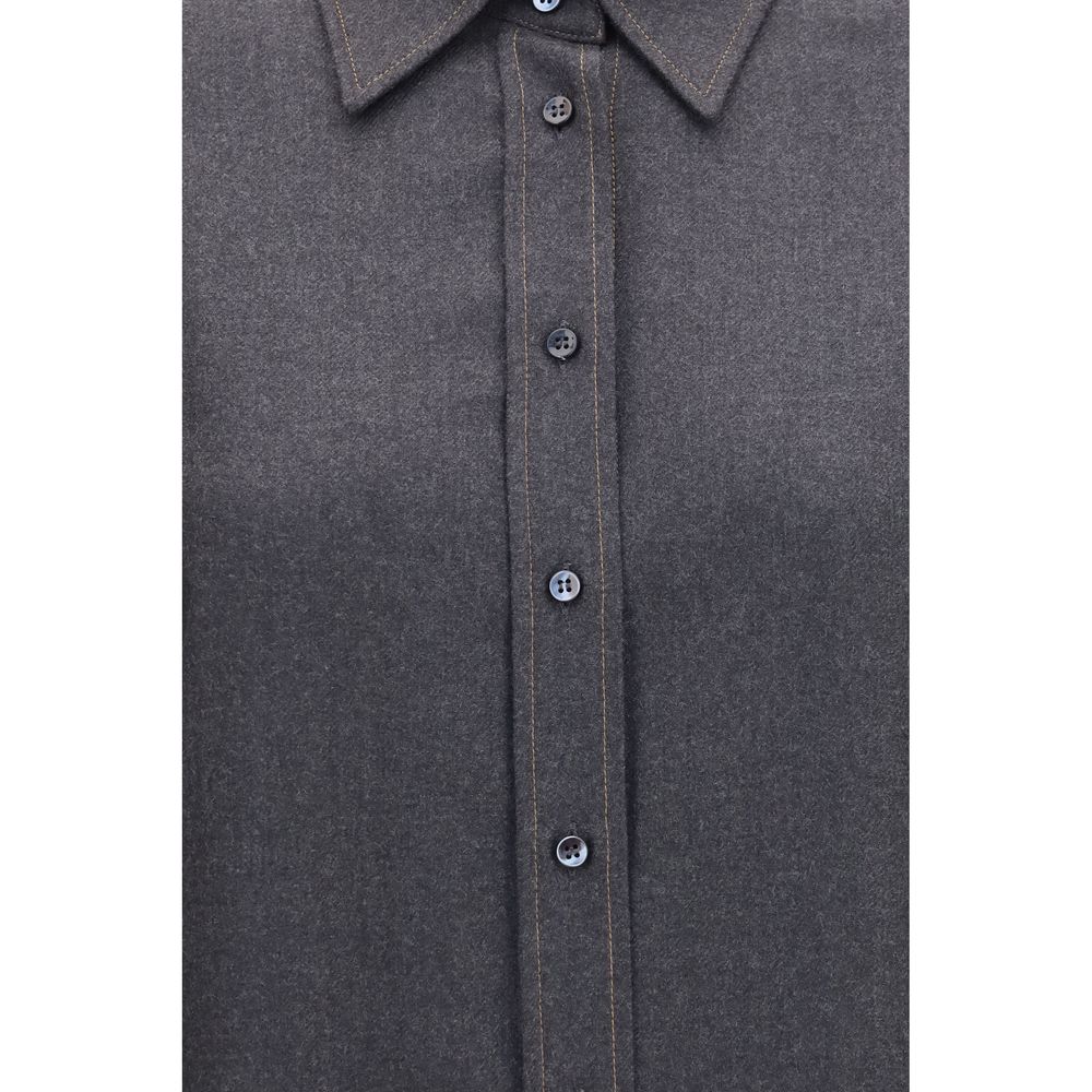 Brunello Cucinelli Gray Wool Oves Aries Dress Women's Shirt