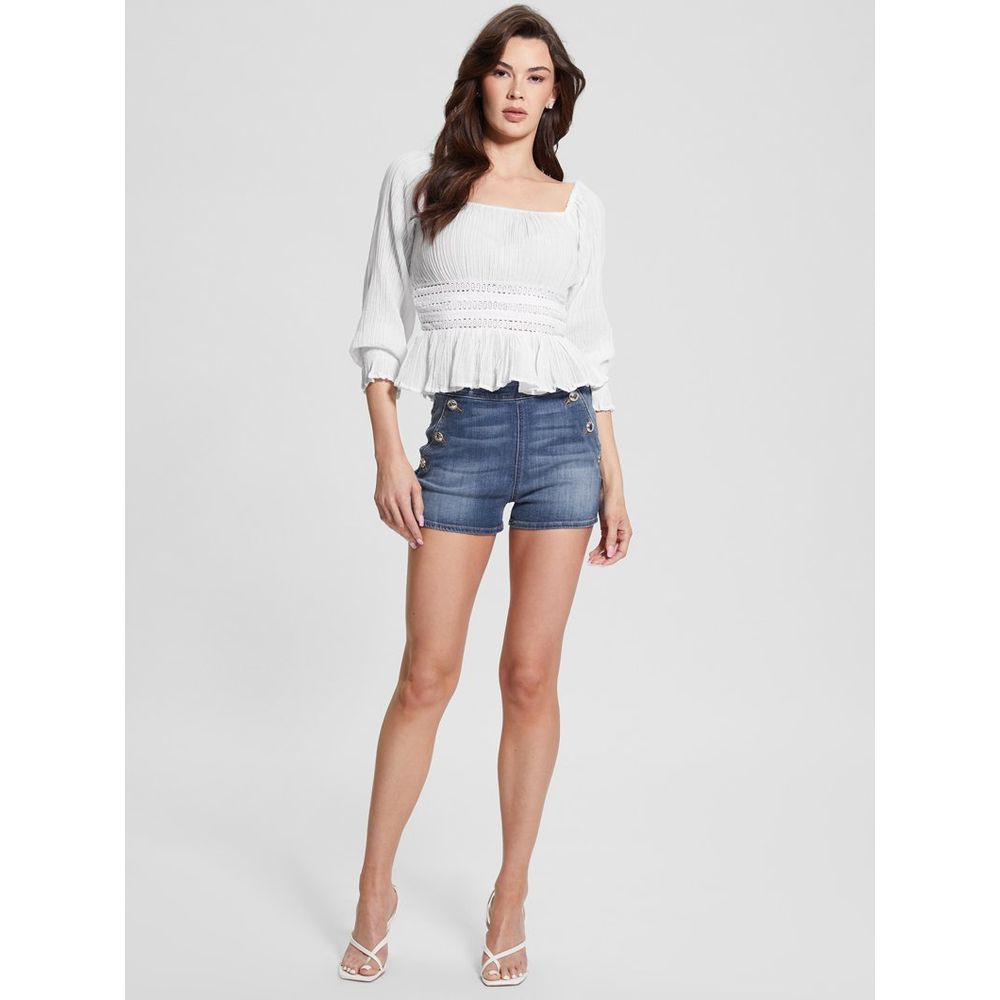 Guess White Ramie Tank Women's Tops