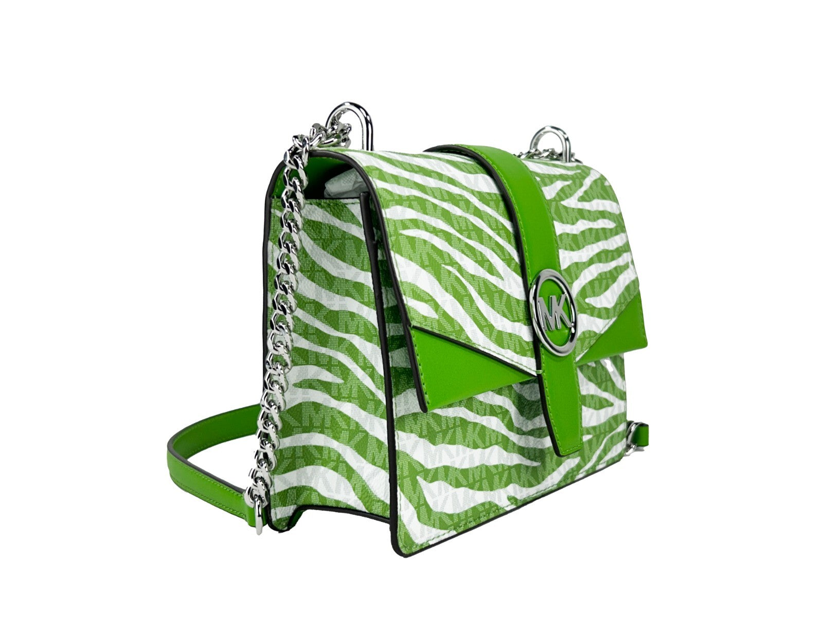 Michael Kors Michael Kors Greenwich Small Print Logo Crossbody Tote Chain Bag  Jungle Green Women's $498