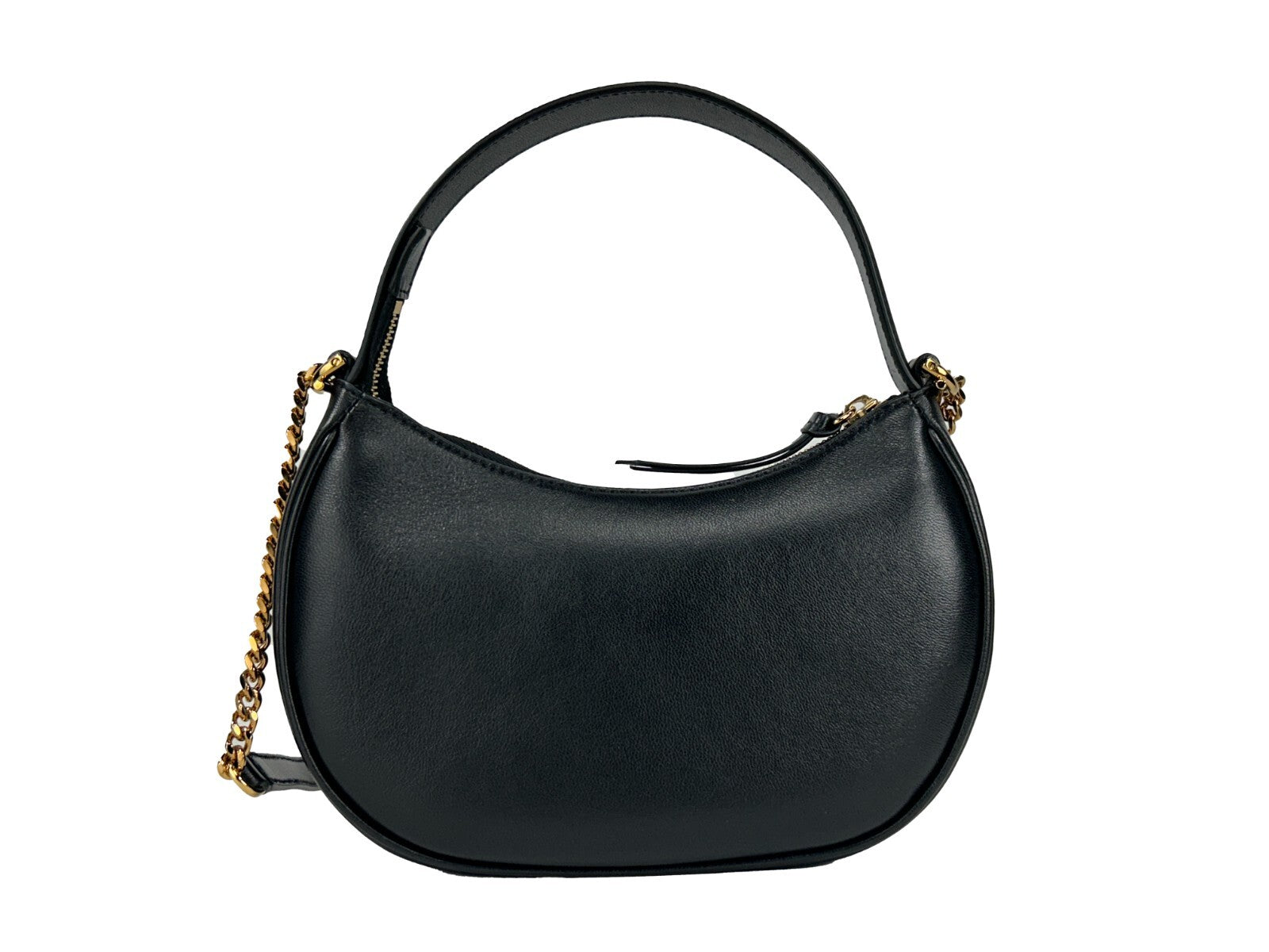 Versace Versace Quilted Black Leather Half Moon Chain Crossbody Women's Bag