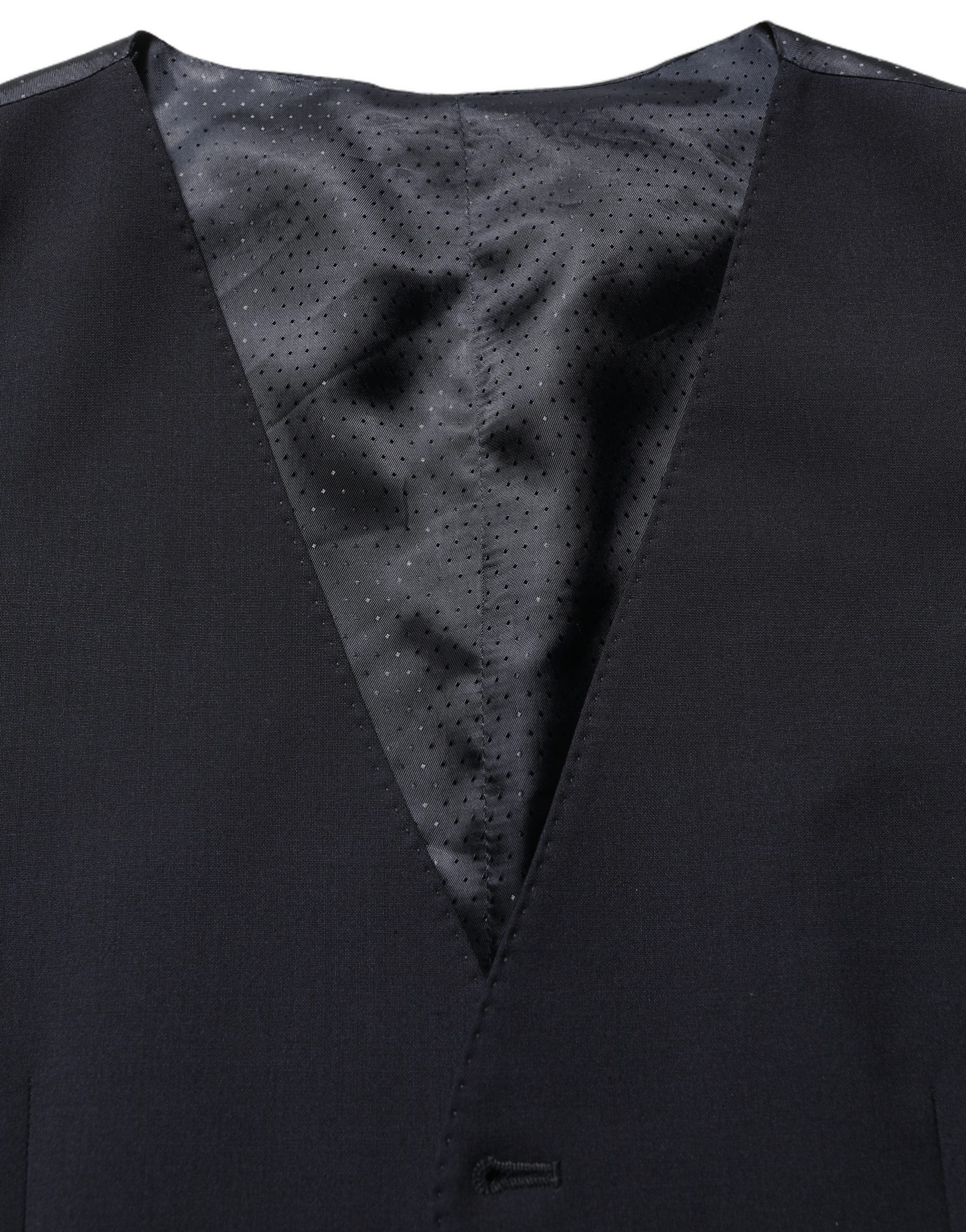 Dolce & Gabbana Black Wool Single Breasted Waistcoat Men's Vest