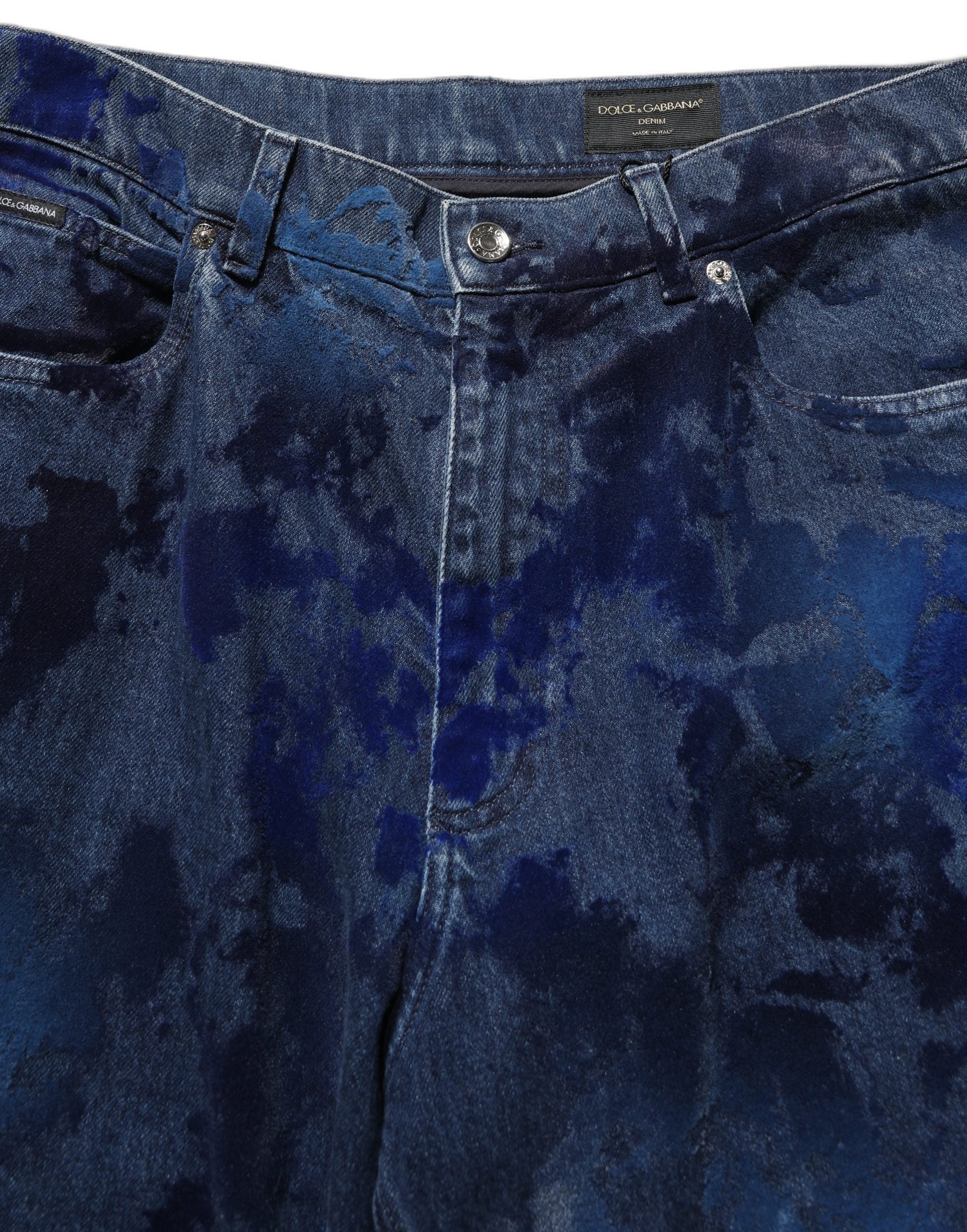 Dolce & Gabbana Blue Tie Dye Cotton Men Straight Denim Men's Jeans