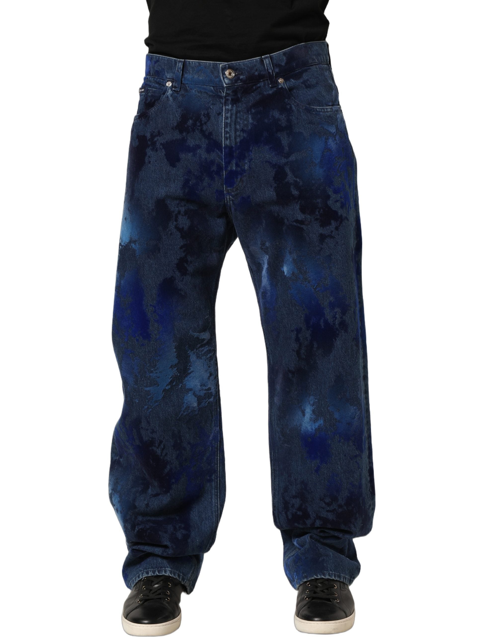 Dolce & Gabbana Blue Tie Dye Cotton Men Straight Denim Men's Jeans