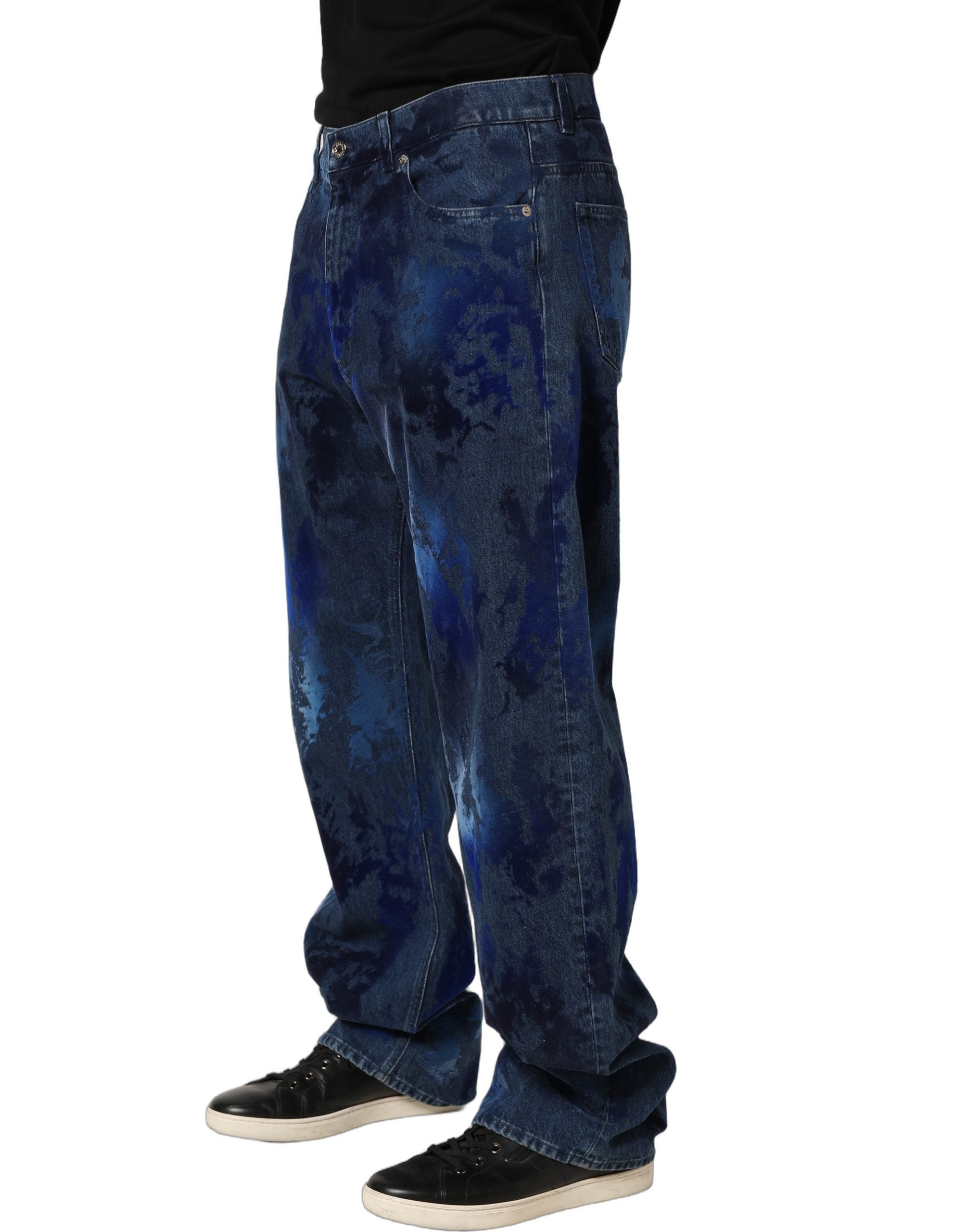 Dolce & Gabbana Blue Tie Dye Cotton Men Straight Denim Men's Jeans
