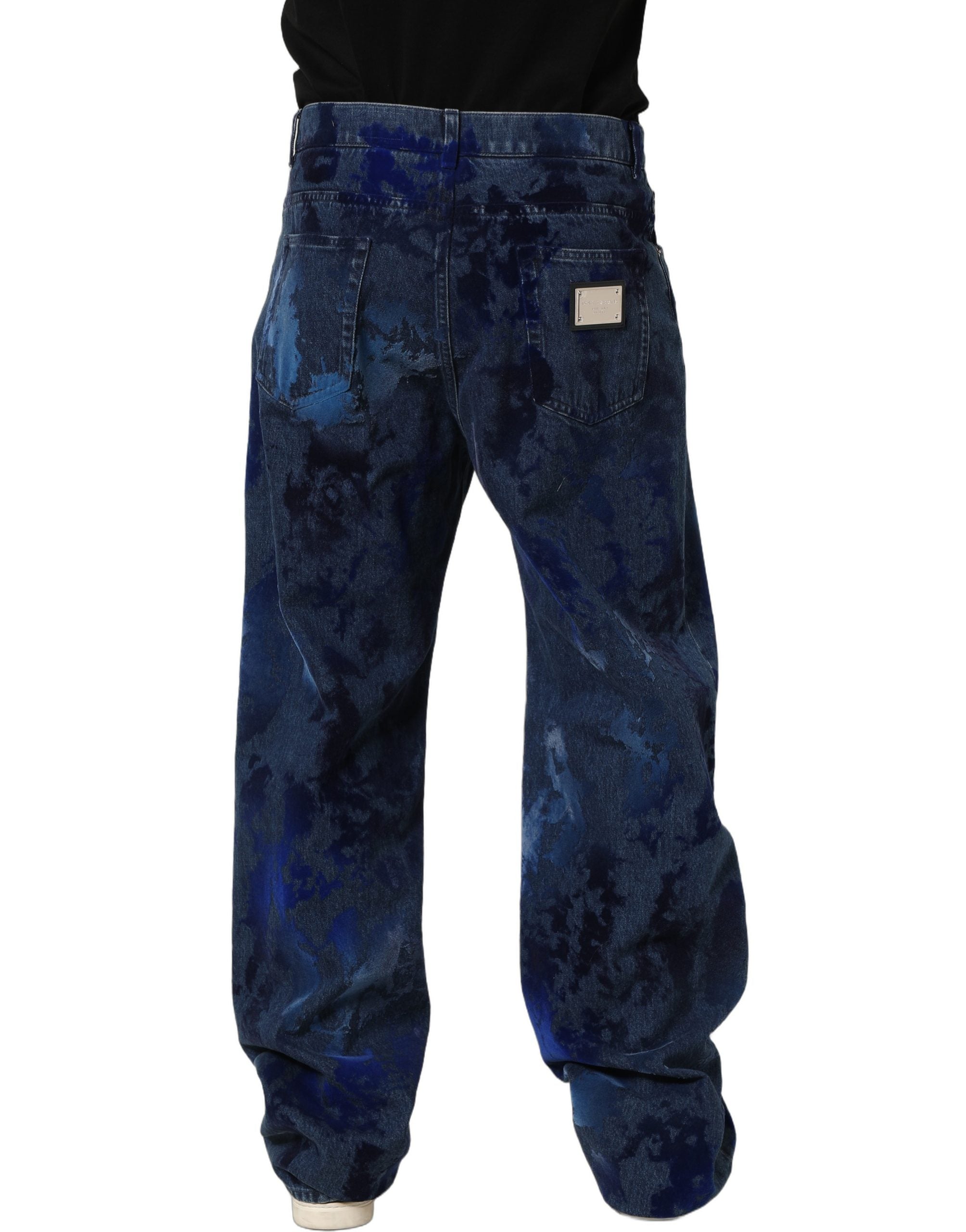 Dolce & Gabbana Blue Tie Dye Cotton Men Straight Denim Men's Jeans