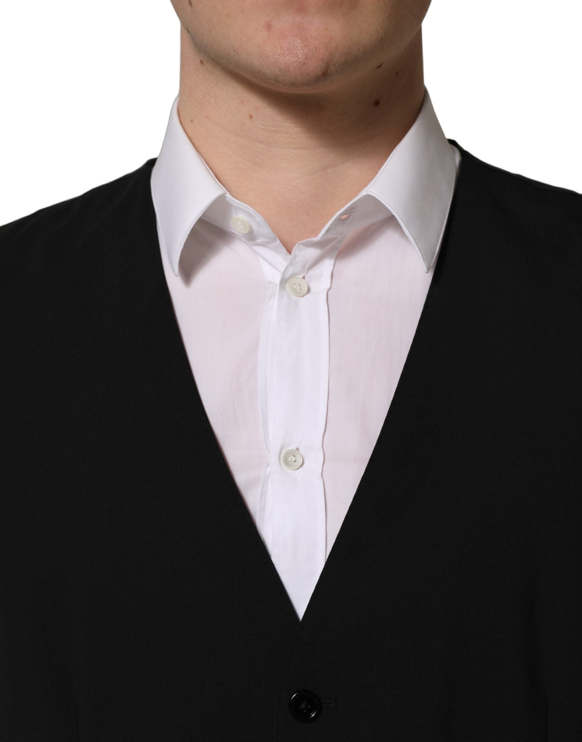 Dolce & Gabbana Black Wool Slim Fit Formal 3 Piece Men Men's Suit
