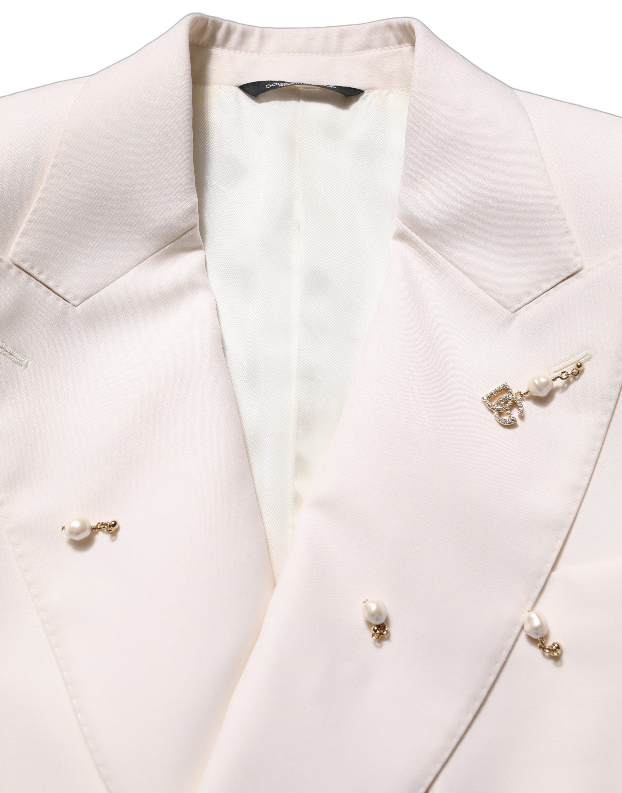 Dolce & Gabbana White Wool Slim Fit Formal 2 Piece Men Men's Suit