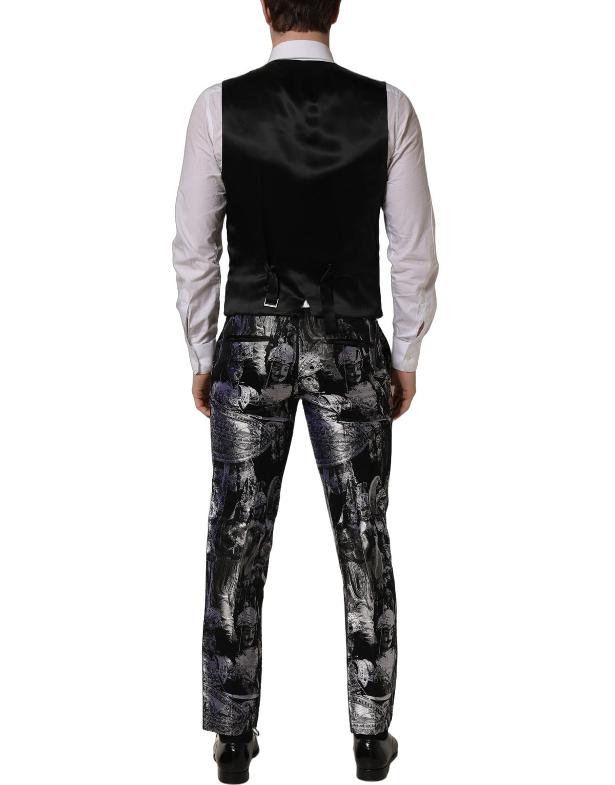 Dolce & Gabbana Dark Gray Jacquard Slim Fit Formal 3 Piece Men's Suit