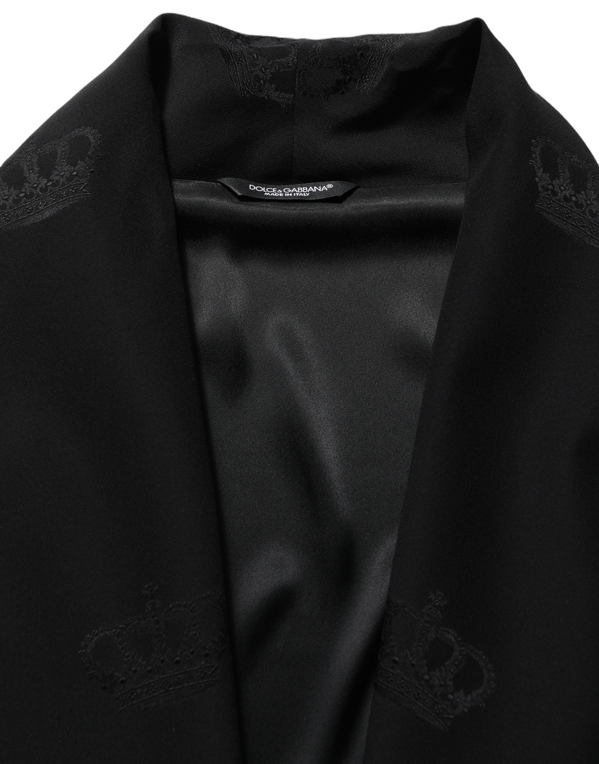 Dolce & Gabbana Black 100% Silk Robe Men Wrap Coat Men's Jacket