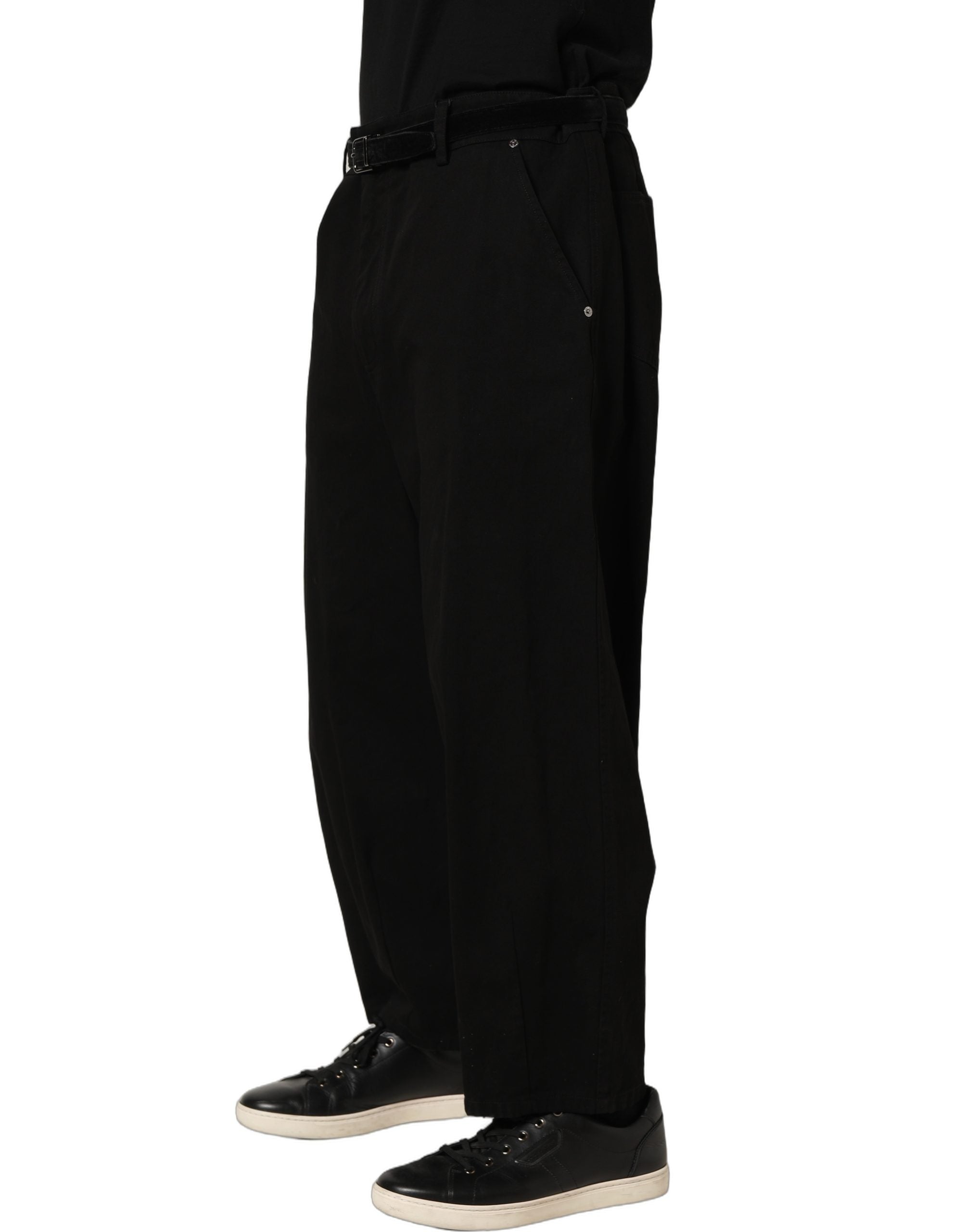 Dolce & Gabbana Black Mid Waist Straight Men Trouser Men's Pants