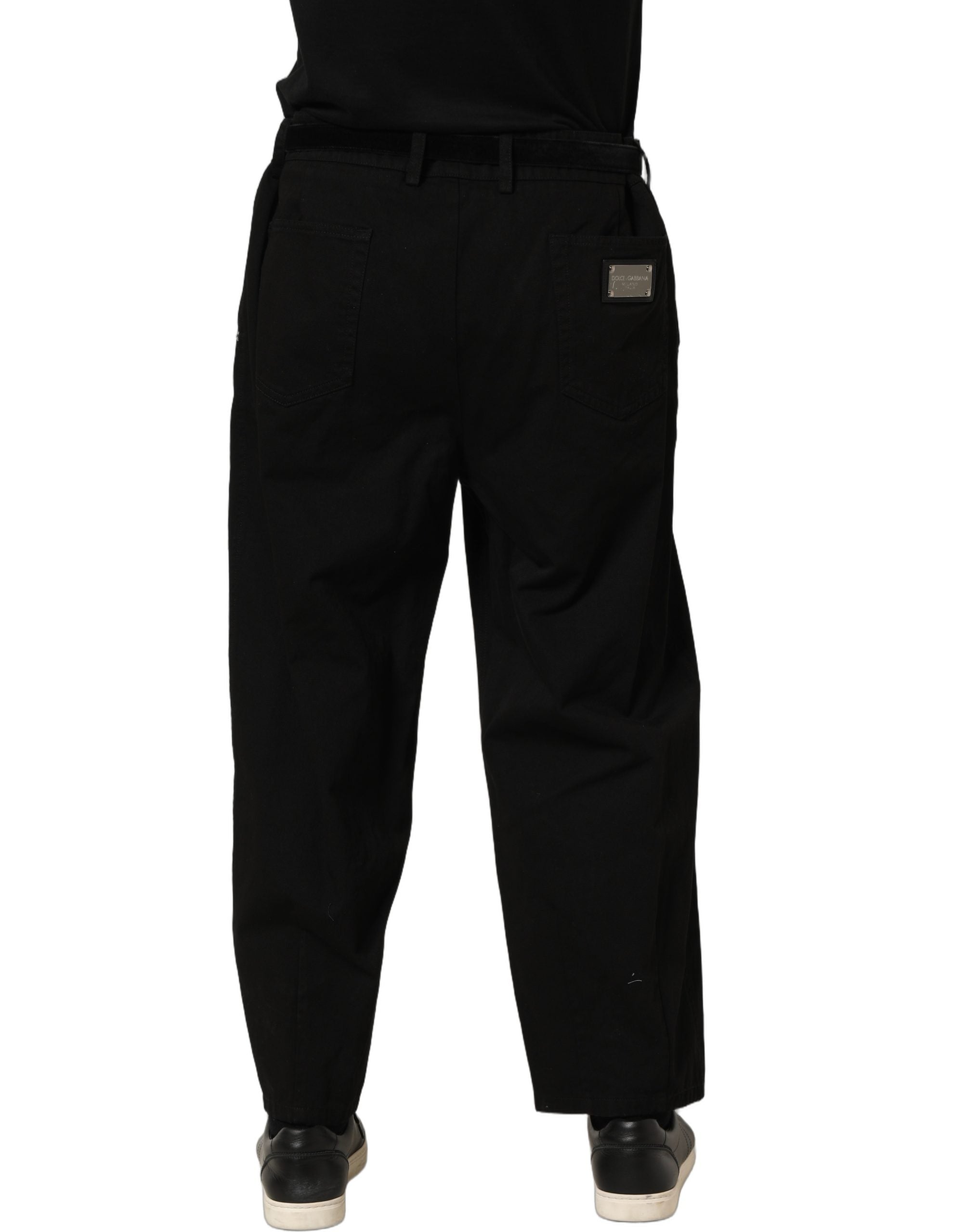 Dolce & Gabbana Black Mid Waist Straight Men Trouser Men's Pants