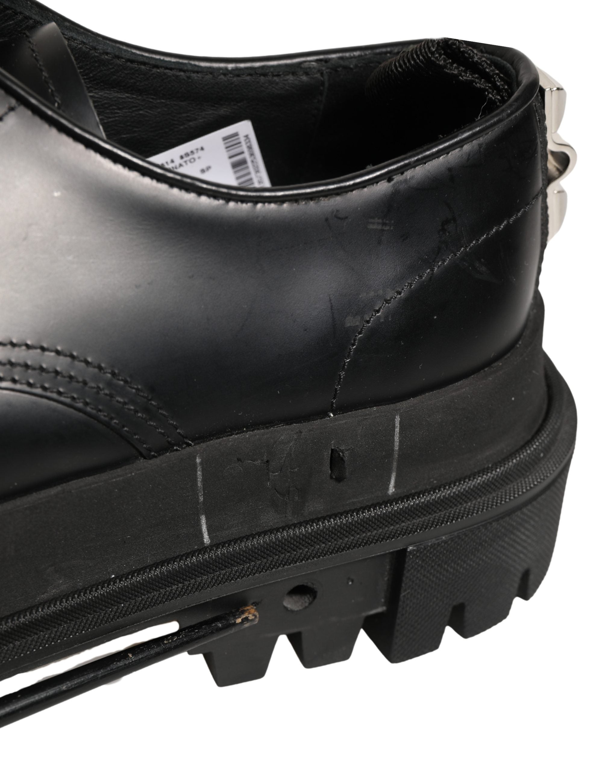 Dolce & Gabbana Black Leather Studded Hi-Trekking Derby Men's Shoes (Pre-Owned)
