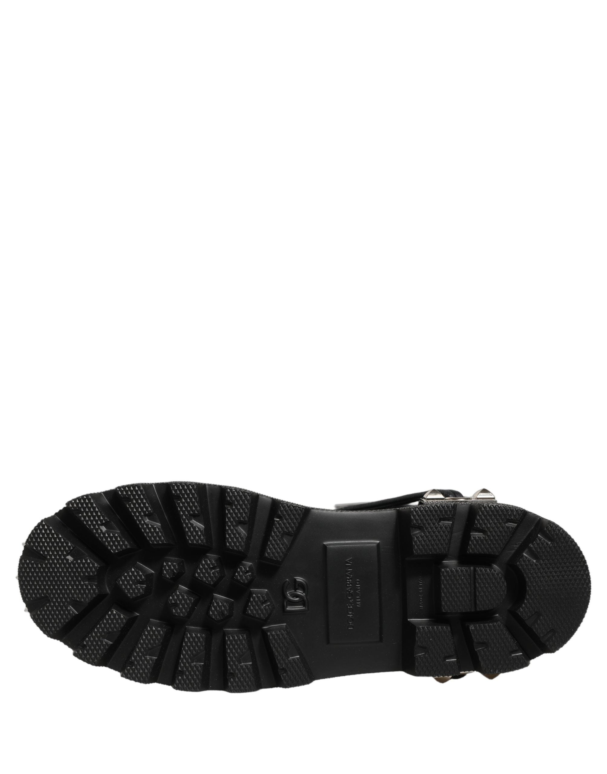 Dolce & Gabbana Black Stud Platform Combat High Boots Men's Shoes