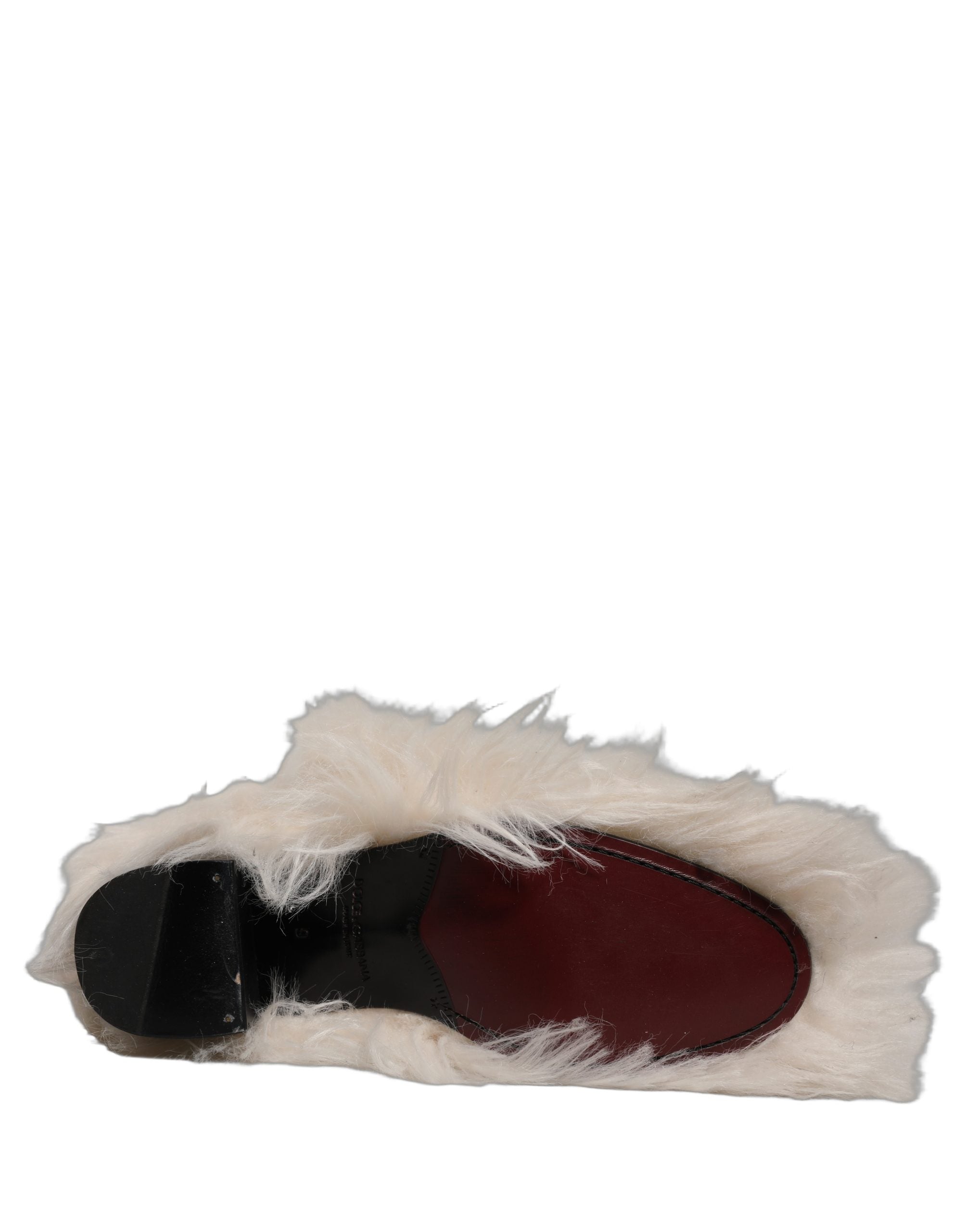 Dolce & Gabbana White Faux Fur Mid Calf Men Boots Men's Shoes