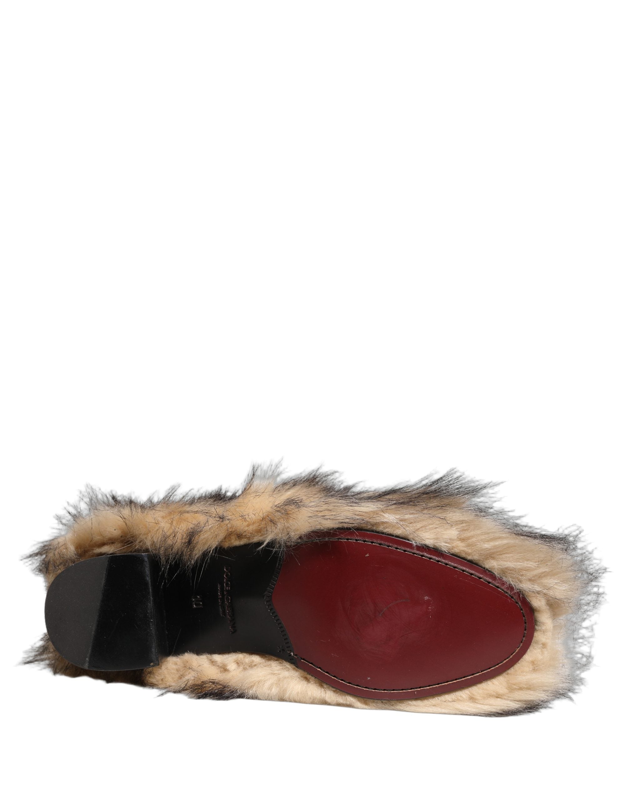 Dolce & Gabbana Brown Faux Fur Mid Calf Men Boots Men's Shoes