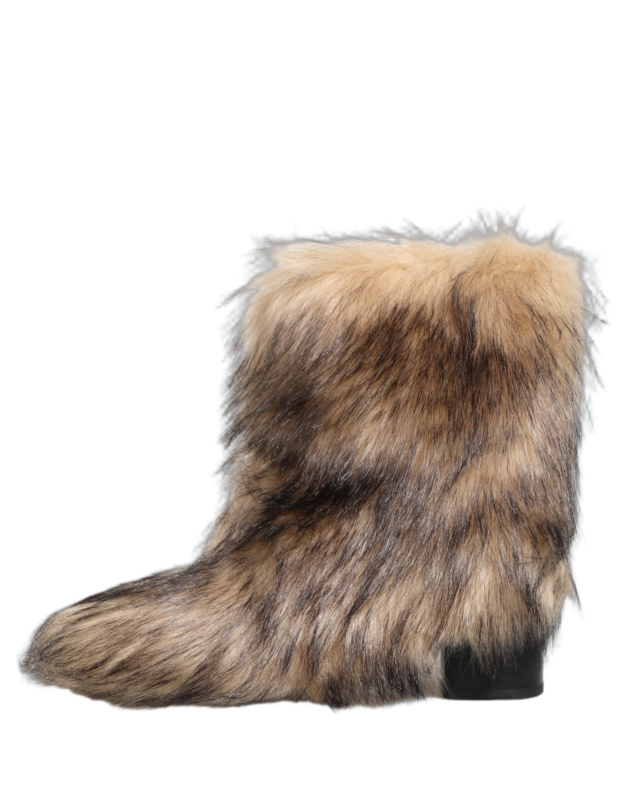 Dolce & Gabbana Brown Faux Fur Mid Calf Men Boots Men's Shoes