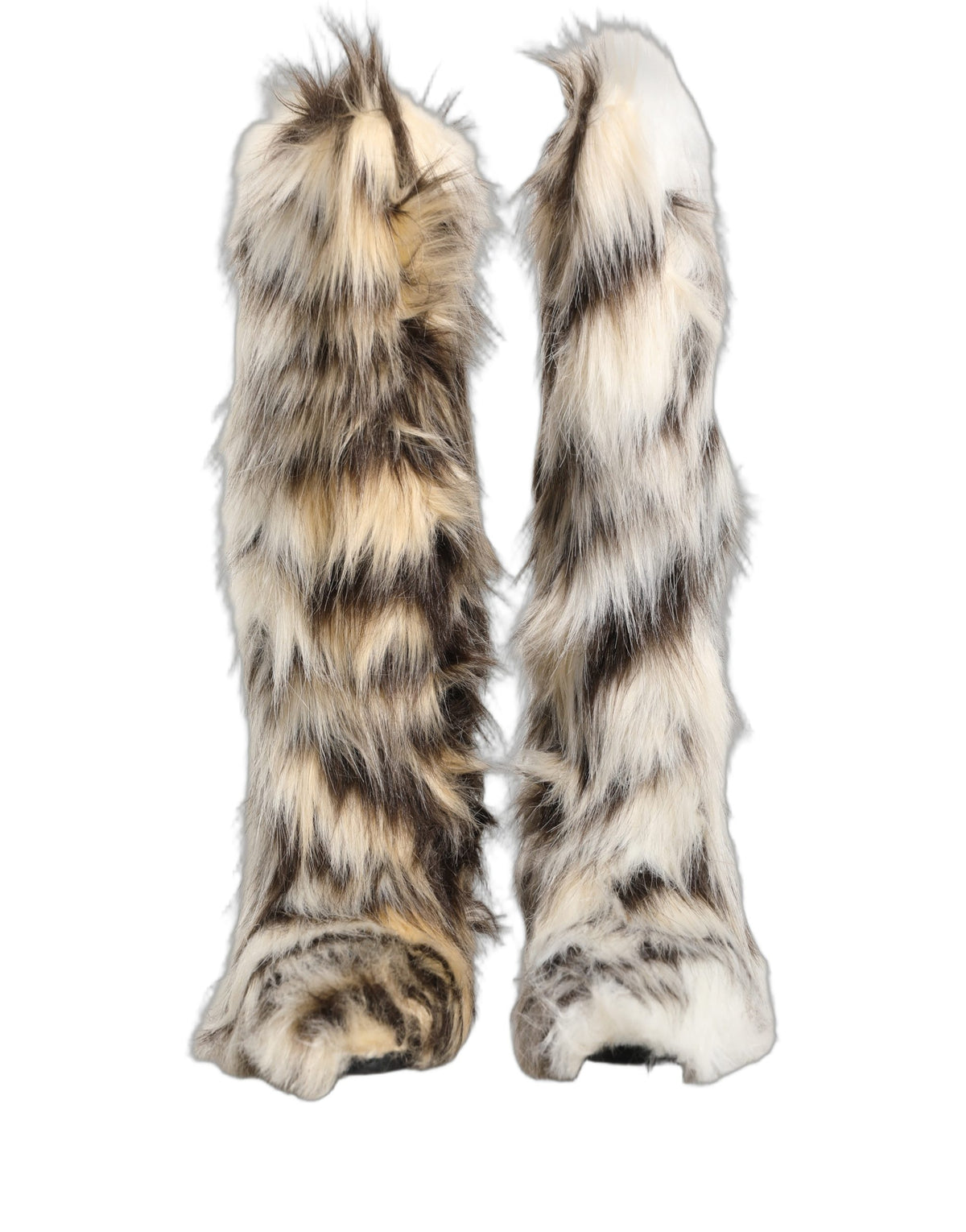 Dolce & Gabbana Multicolor Knee High Faux Fur Boots Men's Shoes