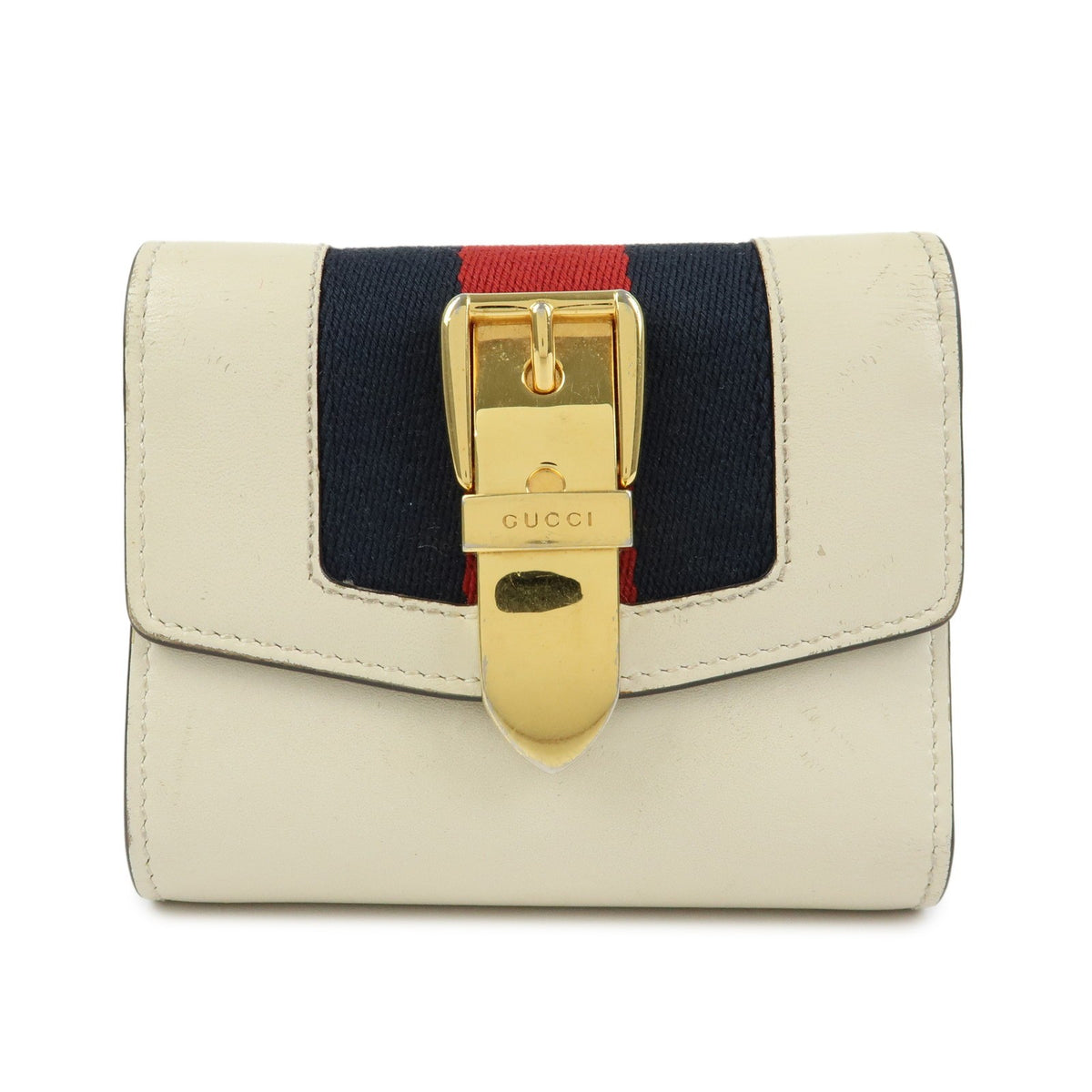 Gucci Sylvie Compact Leather Beige Leather Wallets Accessory (Pre-Owned)