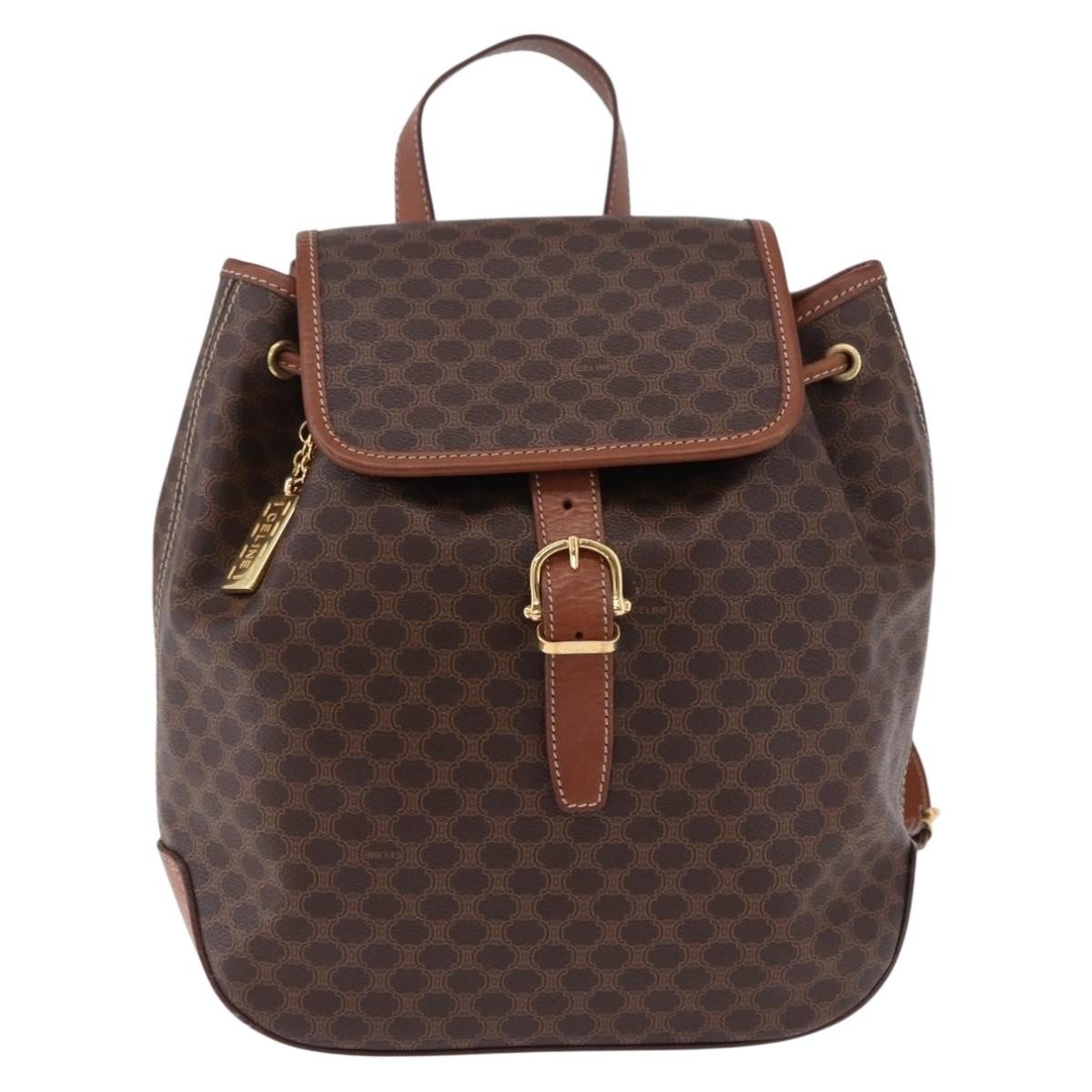 Celine Vintage Macadam Canvas Brown Canvas Backpack Bag (Pre-Owned)