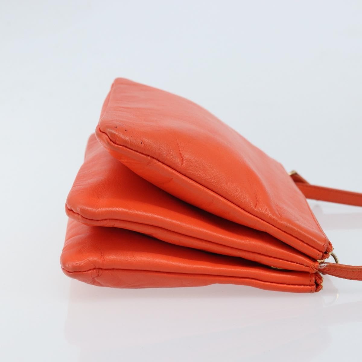 Celine Trio Leather Orange Leather Shoulder Bag Bag (Pre-Owned)