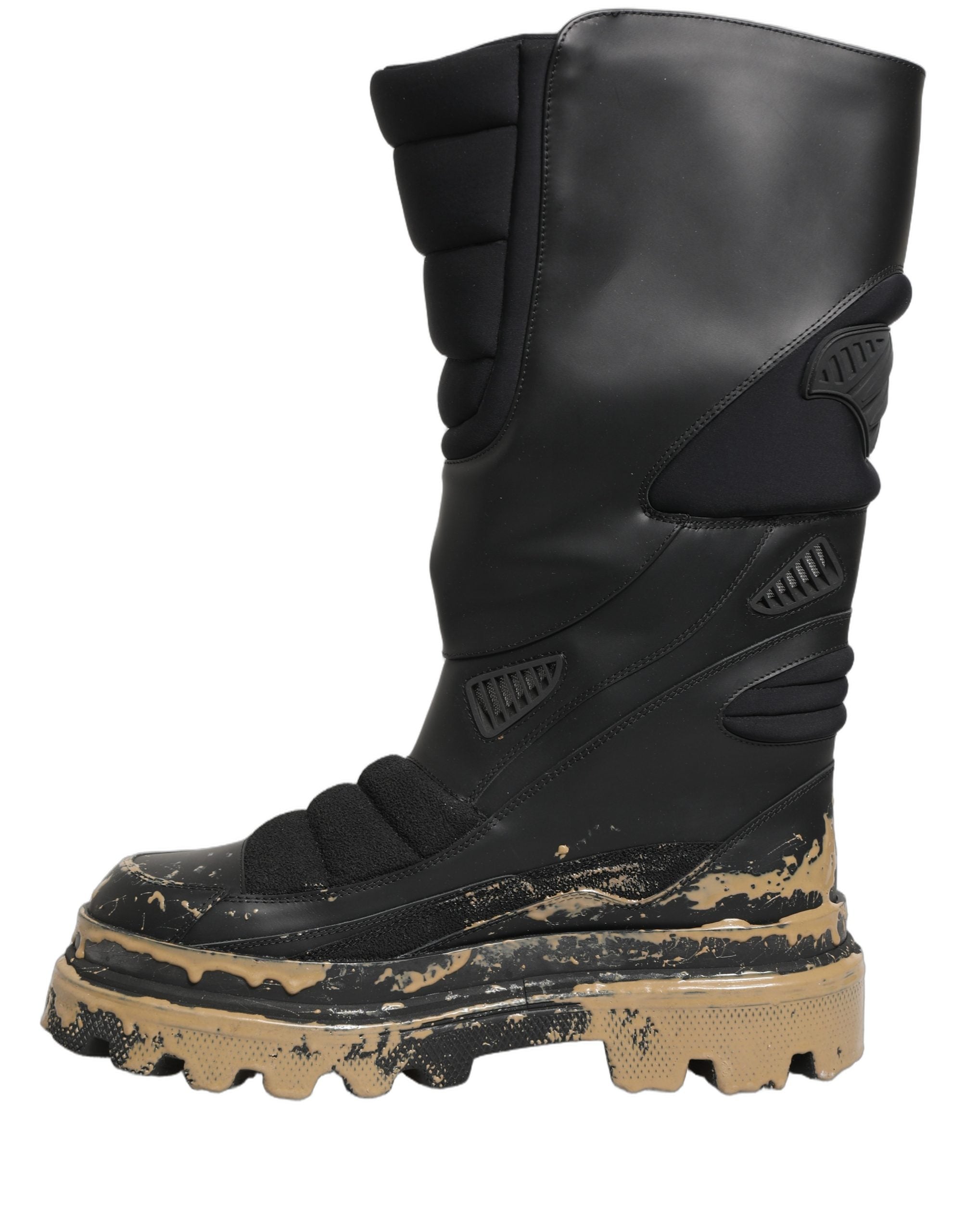 Dolce & Gabbana Black Leather Biker Mid Calf Men Boots Men's Shoes
