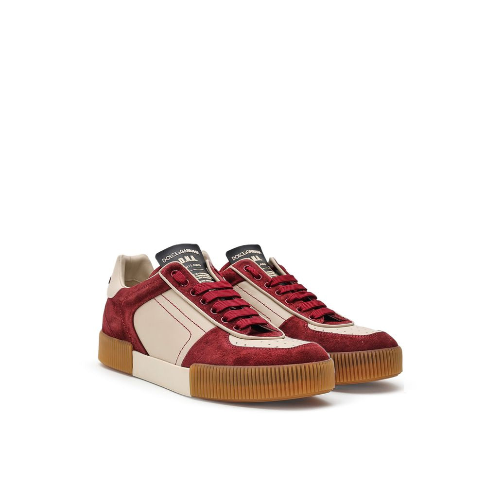 Dolce & Gabbana Bordeaux Leather Low Top Men's Sneakers