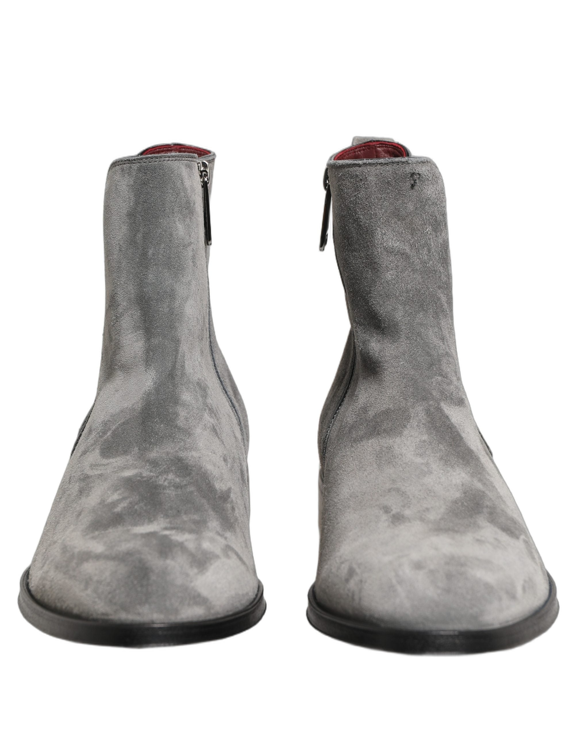 Dolce & Gabbana Gray Suede Leather Chelsea Boots Men's Shoes
