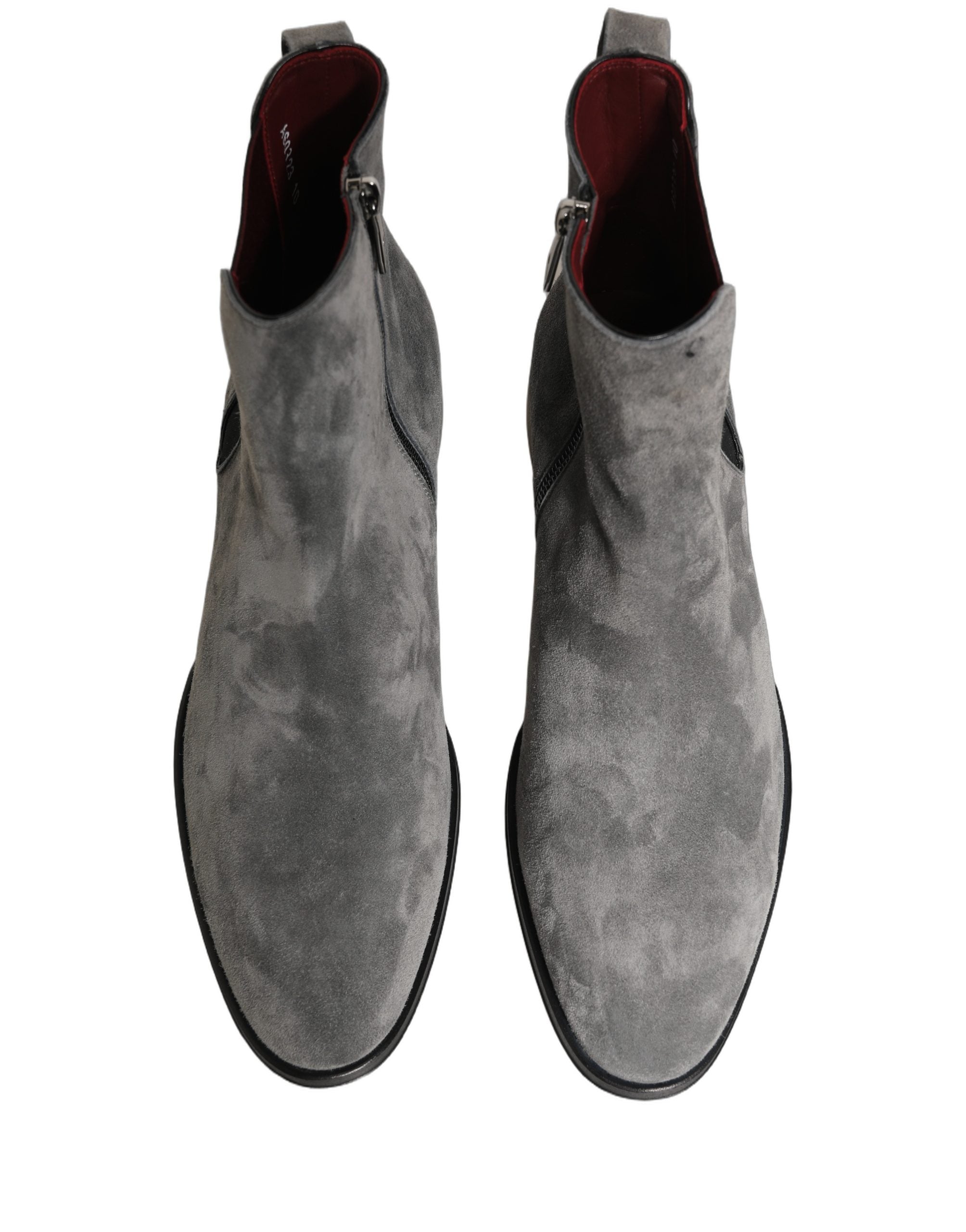 Dolce & Gabbana Gray Suede Leather Chelsea Boots Men's Shoes
