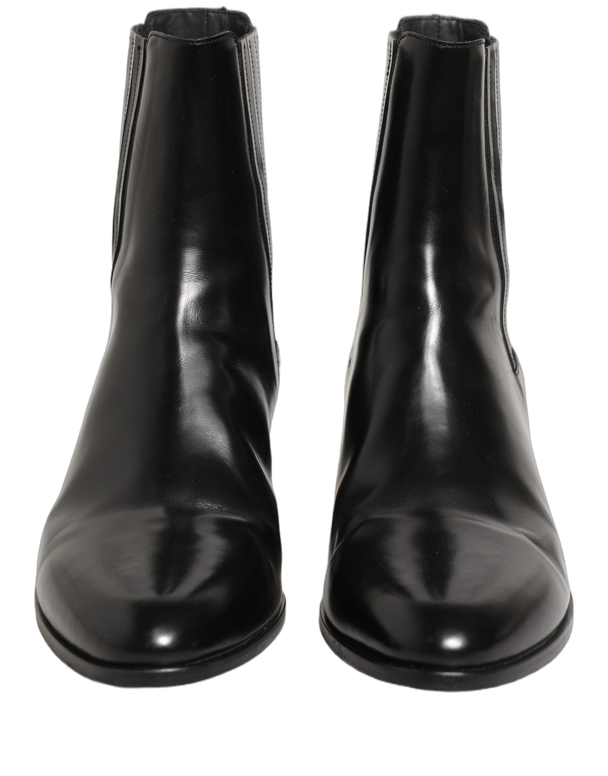 Dolce & Gabbana Black Leather Chelsea Mid Calf Boots Men's Shoes (Pre-Owned)