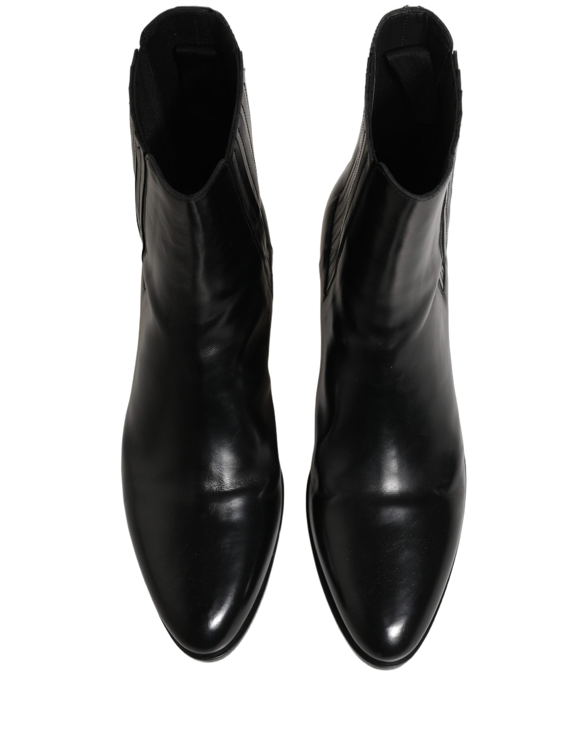 Dolce & Gabbana Black Leather Chelsea Mid Calf Boots Men's Shoes (Pre-Owned)