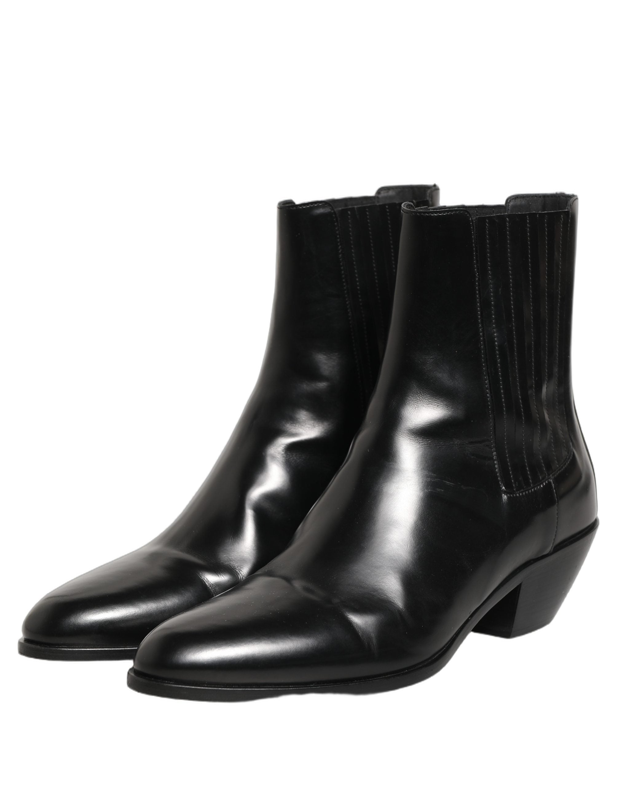 Dolce & Gabbana Black Leather Chelsea Mid Calf Boots Men's Shoes (Pre-Owned)