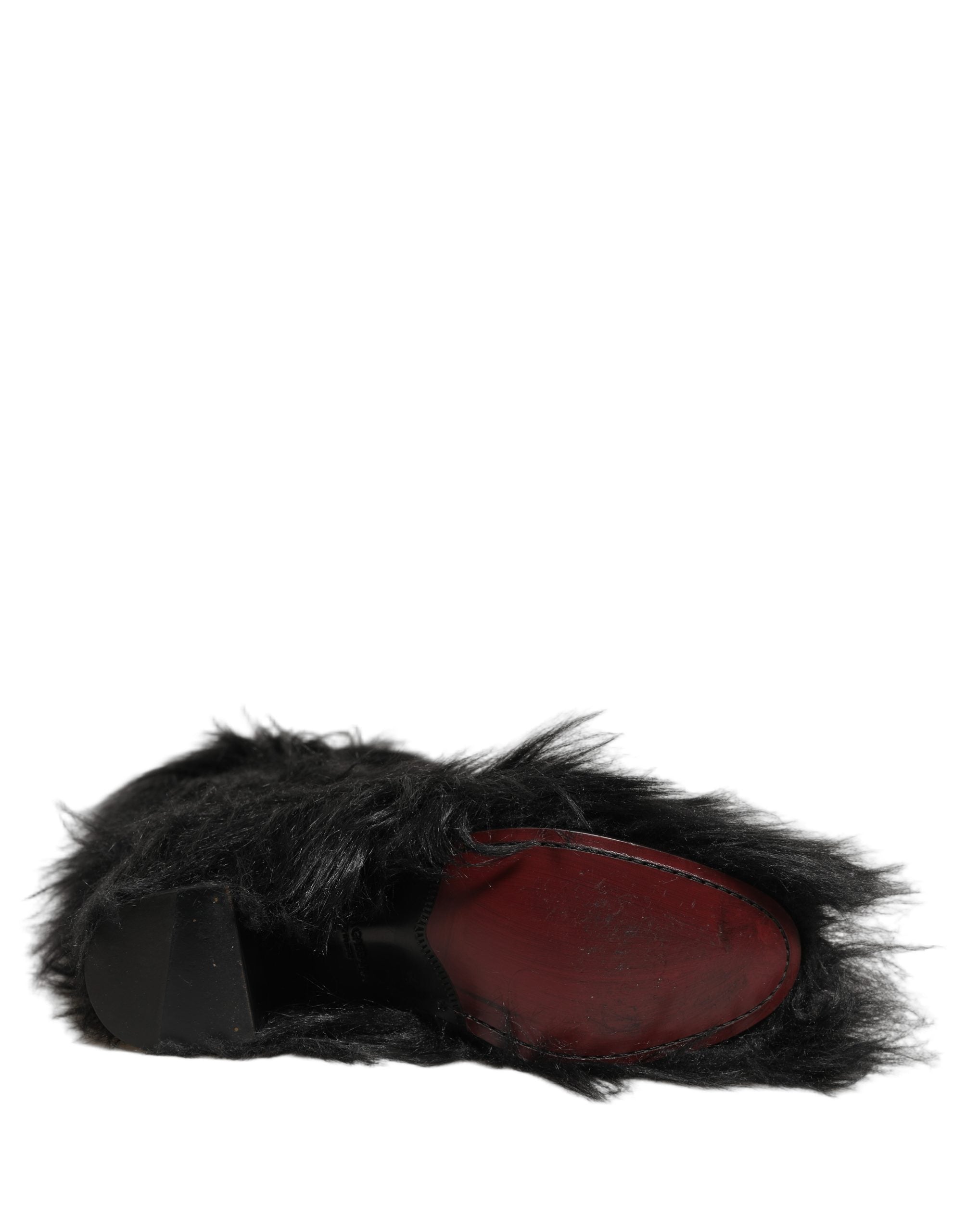 Dolce & Gabbana Black Faux Fur Mid Calf Winter Boots Men's Shoes (Pre-Owned)