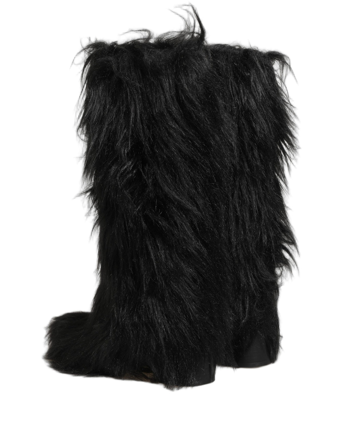 Dolce & Gabbana Black Faux Fur Mid Calf Winter Boots Men's Shoes (Pre-Owned)