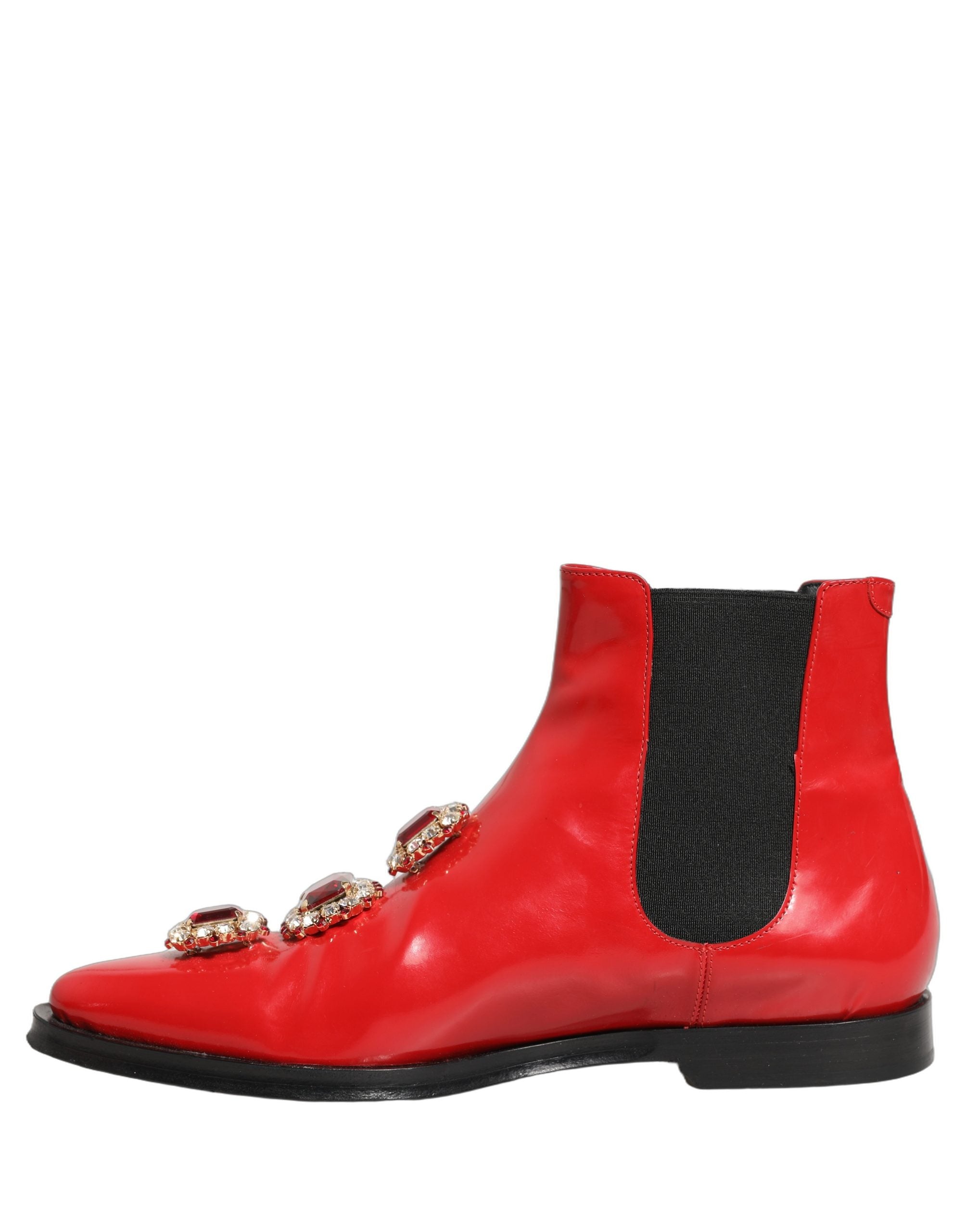 Dolce & Gabbana Red Embellished Chelsea Men Ankle Boots Men's Shoes (Pre-Owned)