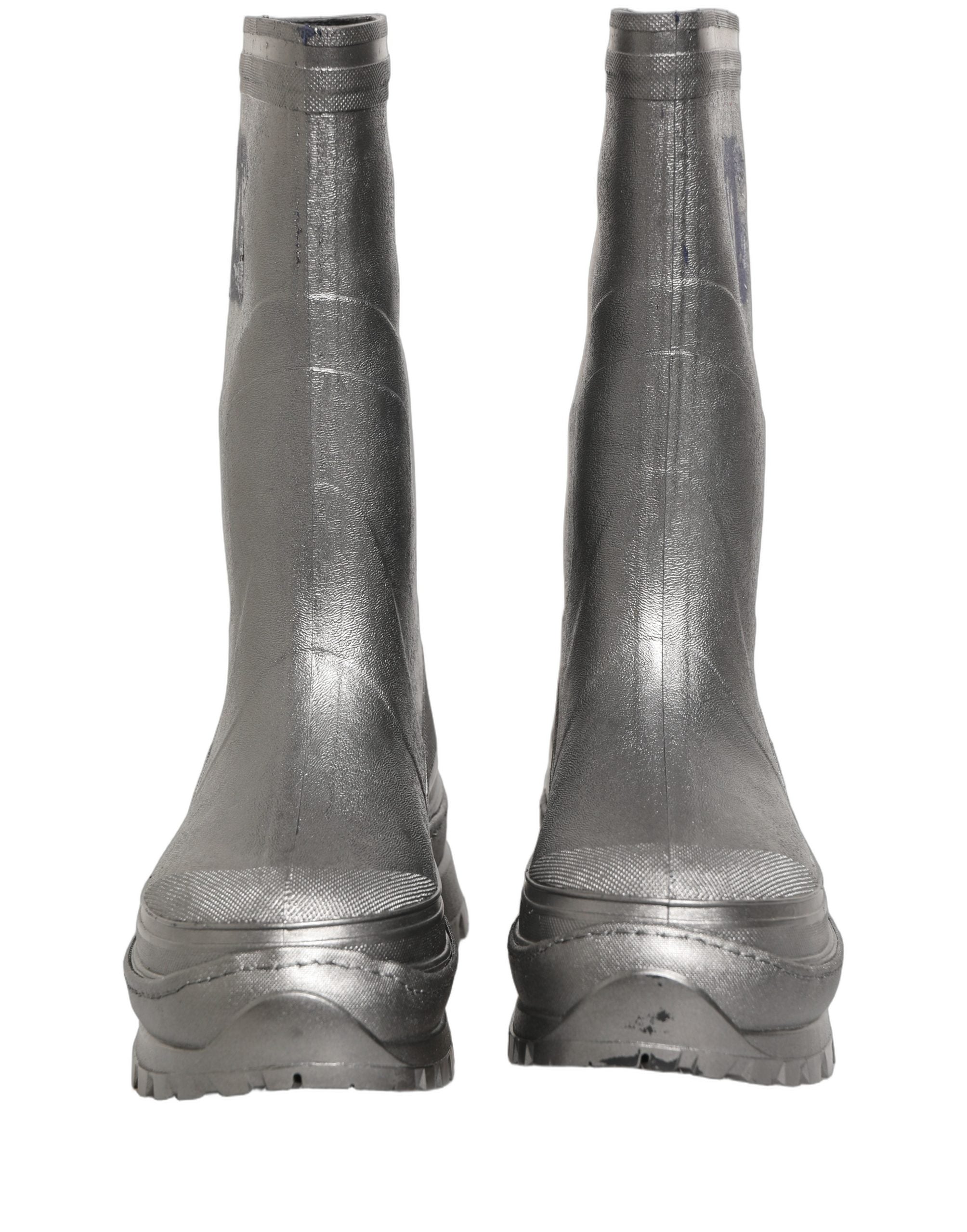 Dolce & Gabbana Metallic Silver Pull On Rain Boots Men Men's Shoes (Pre-Owned)