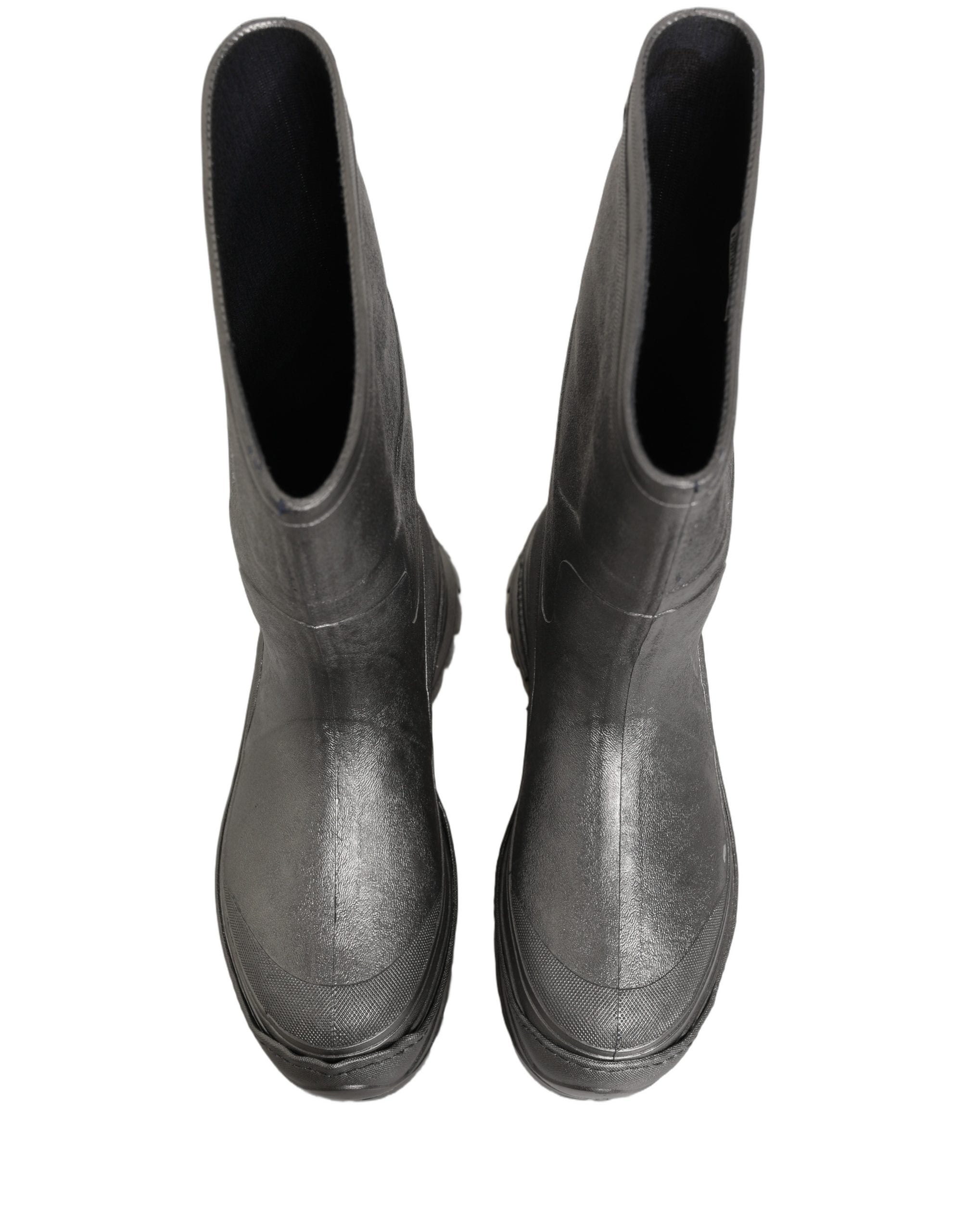 Dolce & Gabbana Metallic Silver Pull On Rain Boots Men Men's Shoes (Pre-Owned)