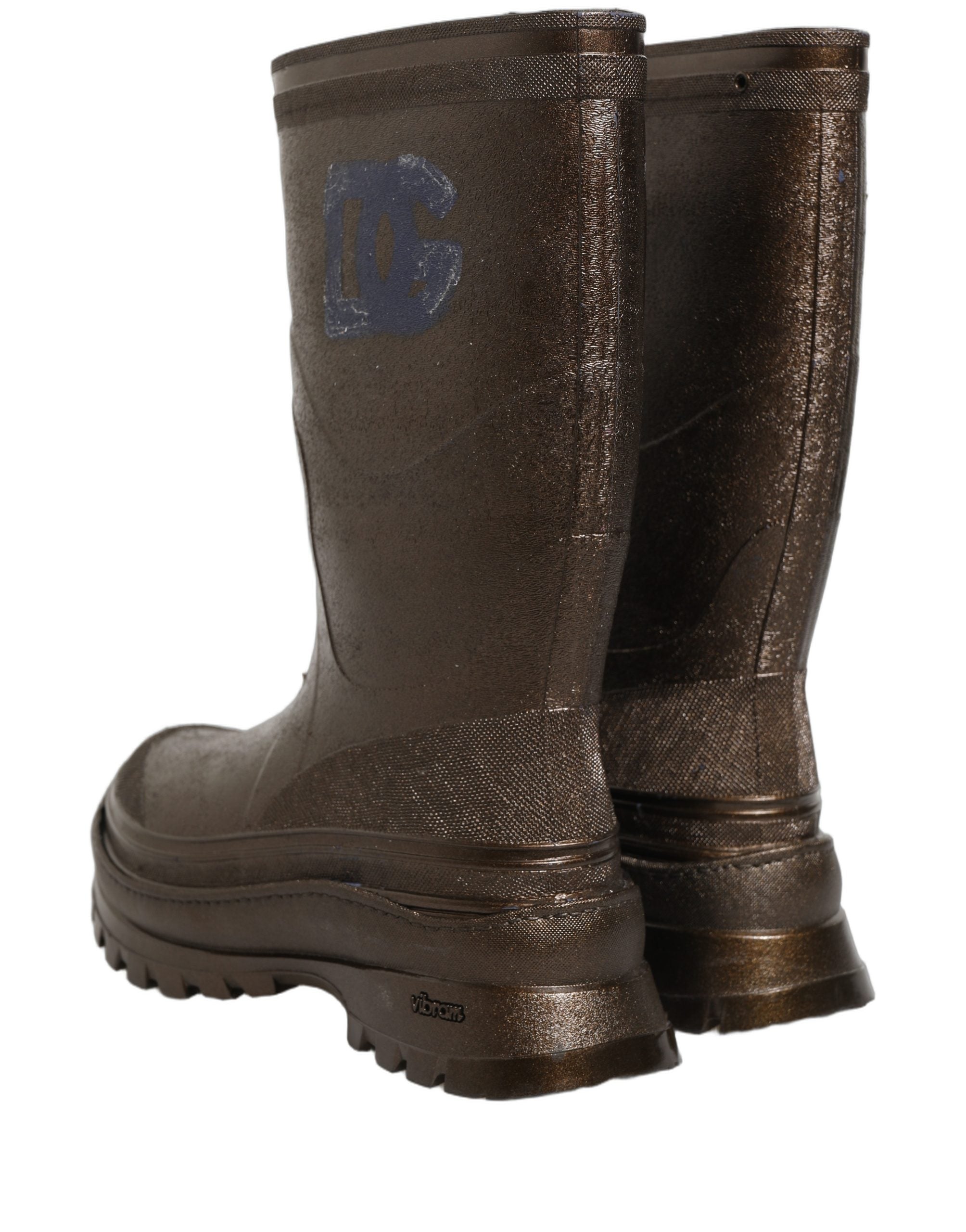 Dolce & Gabbana Bronze PVC Pull On Rain Boots Men Men's Shoes (Pre-Owned)