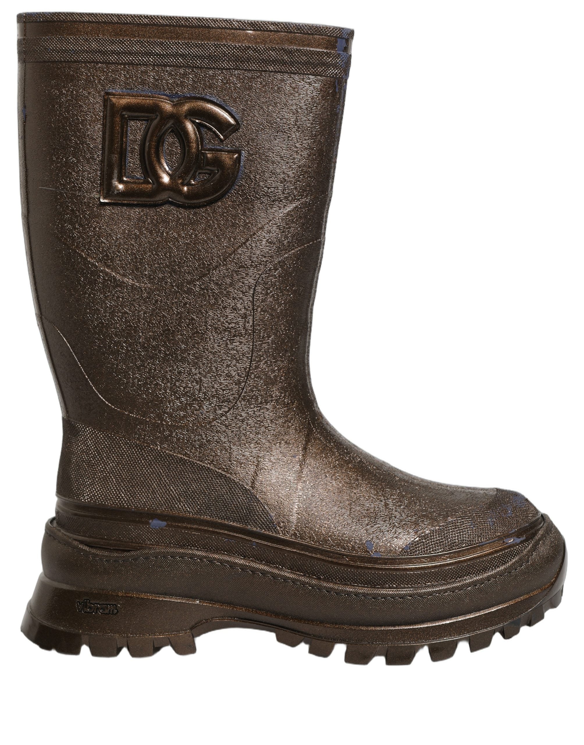 Dolce & Gabbana Bronze PVC Pull On Rain Boots Men Men's Shoes (Pre-Owned)