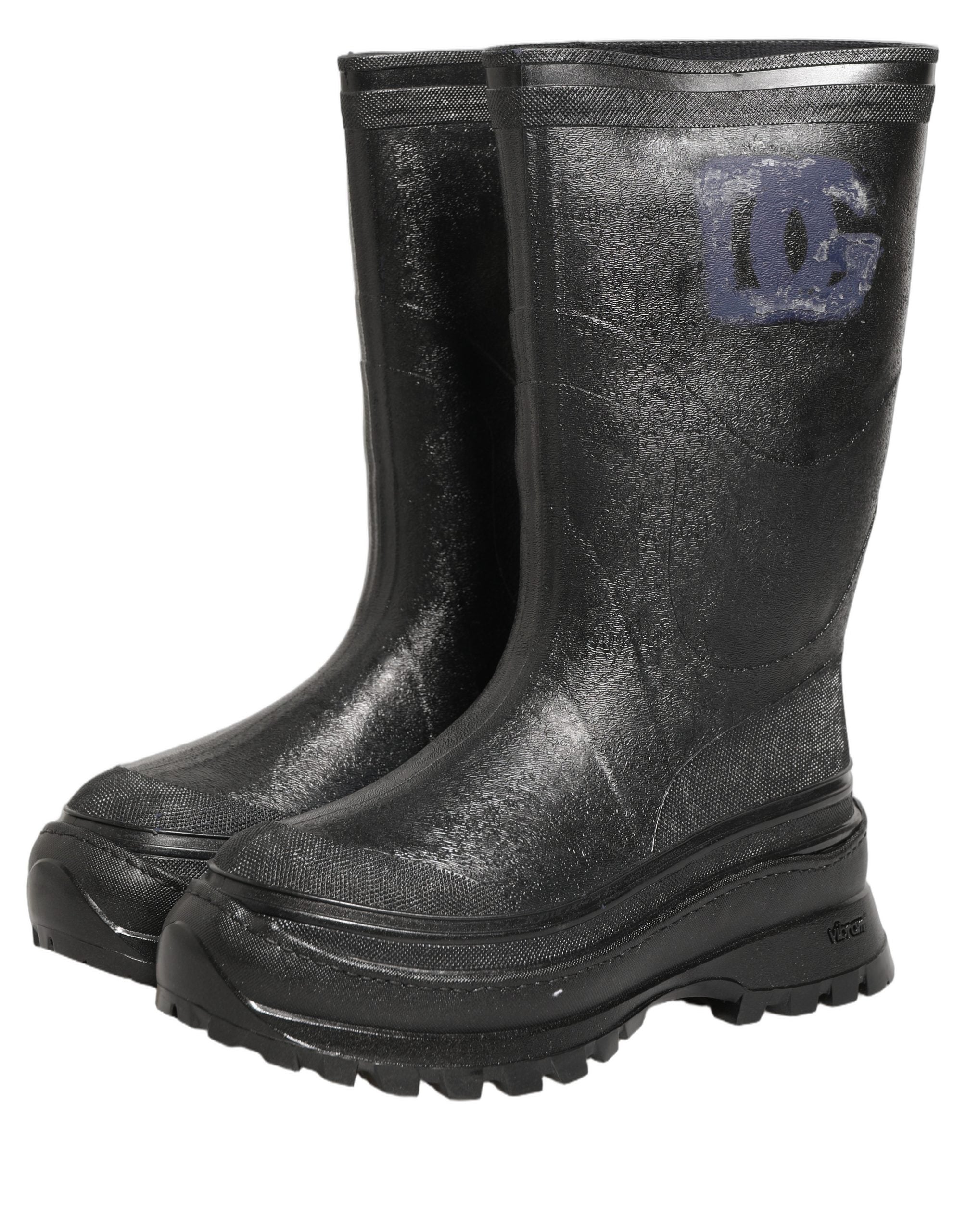 Dolce & Gabbana Black PVC Pull On Rain Boots Men Men's Shoes (Pre-Owned)