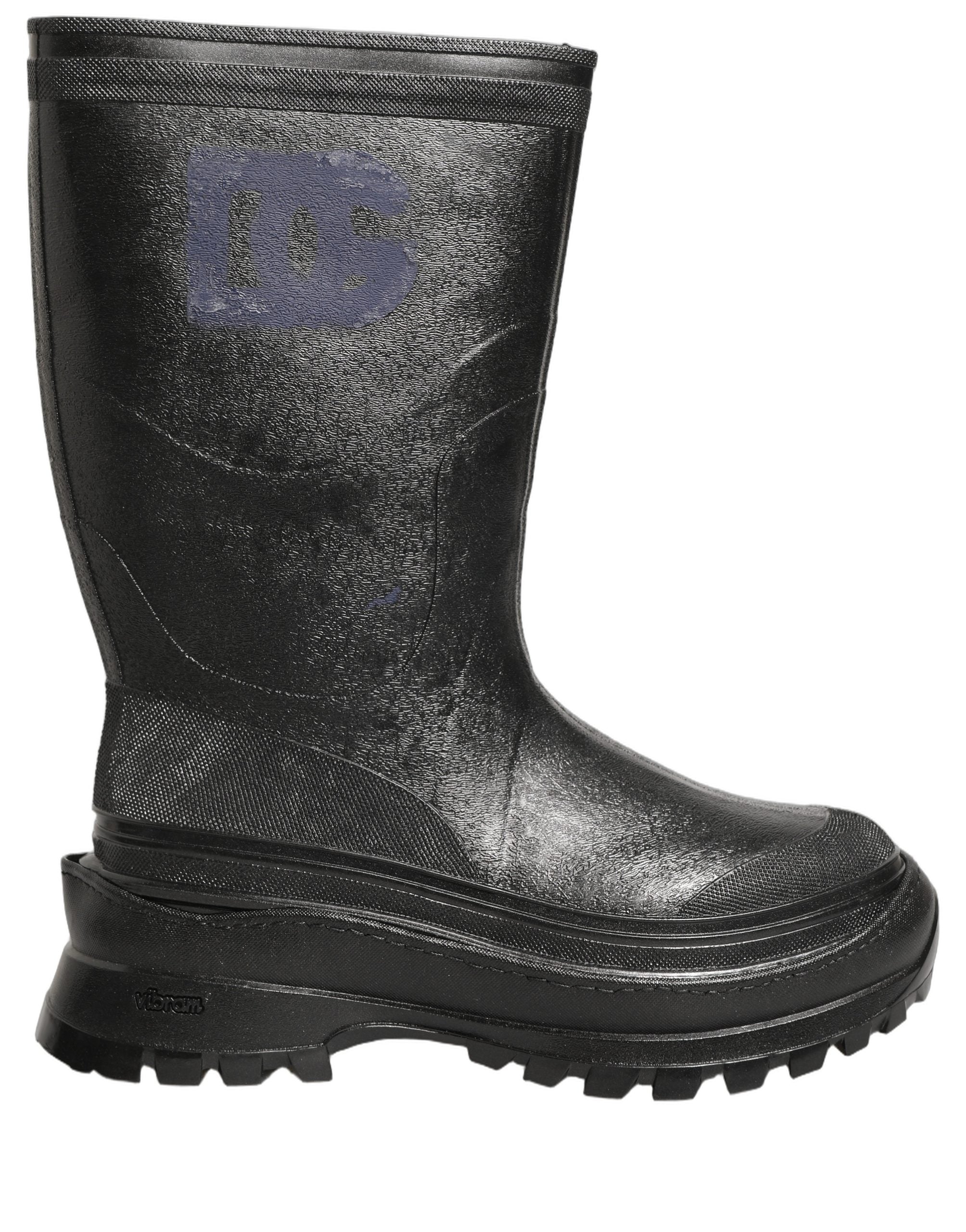 Dolce & Gabbana Black PVC Pull On Rain Boots Men Men's Shoes (Pre-Owned)