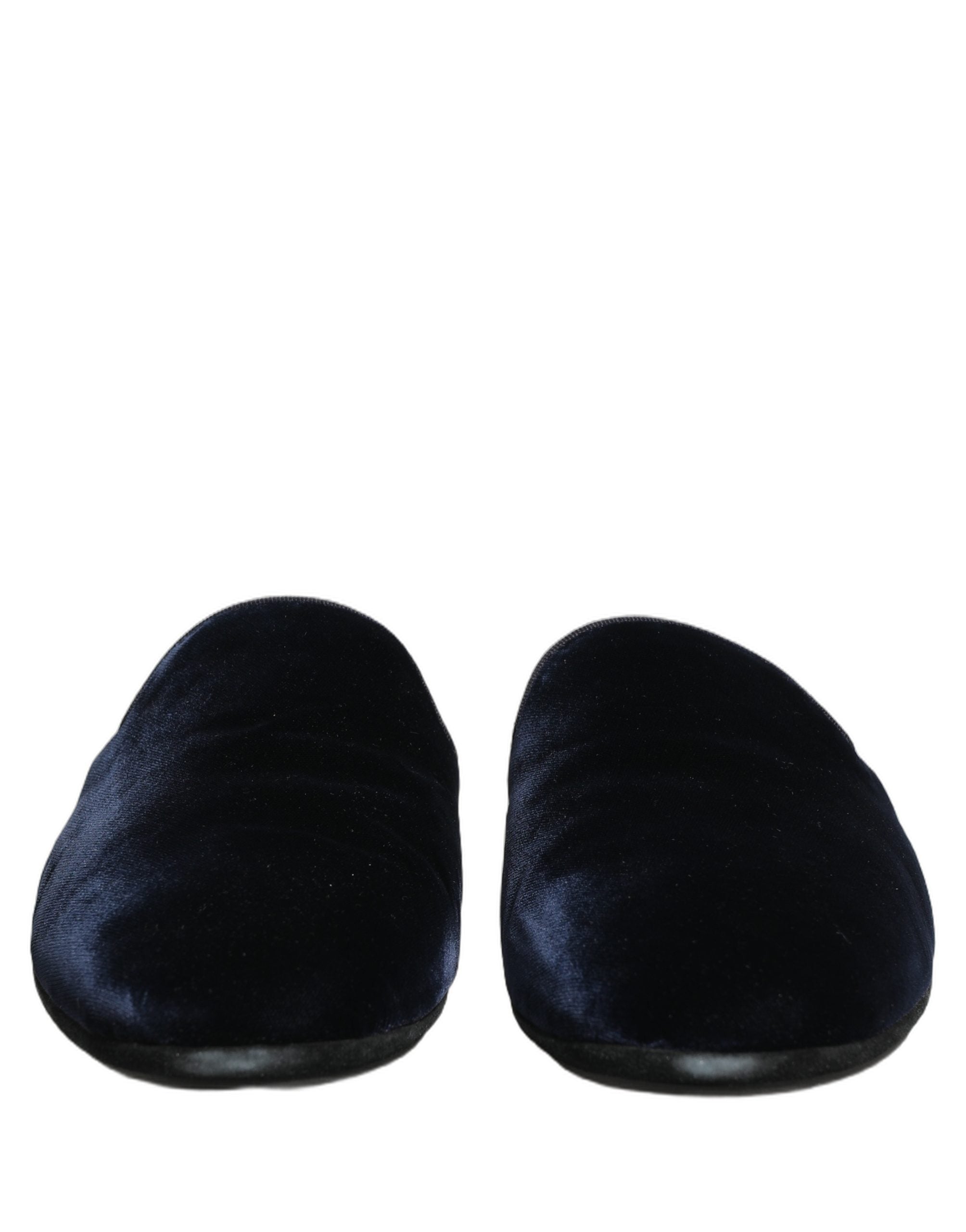 Dolce & Gabbana Dark Blue Suede Slides Flat Slipper Men Men's Shoes