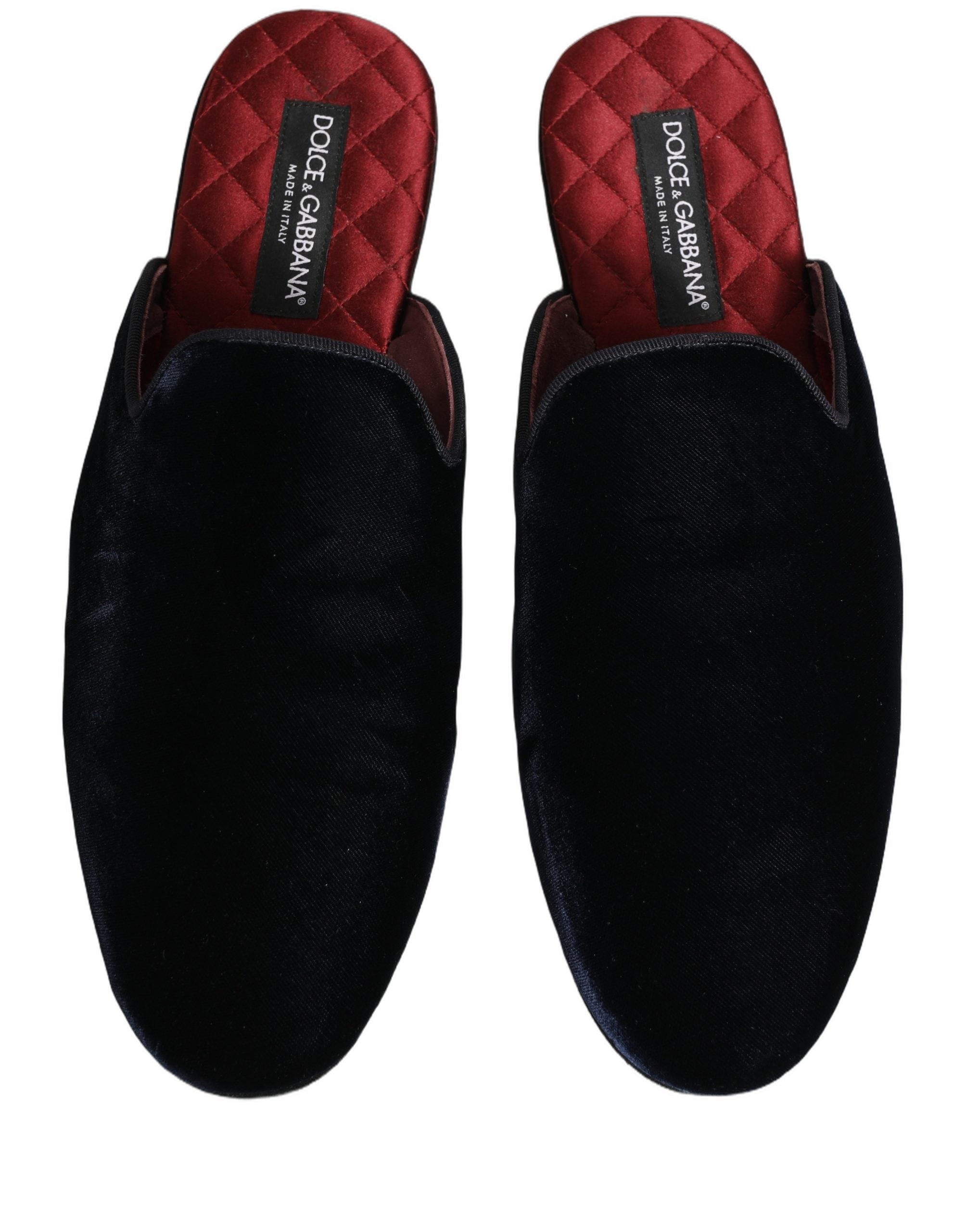 Dolce & Gabbana Dark Blue Suede Slides Flat Slipper Men Men's Shoes