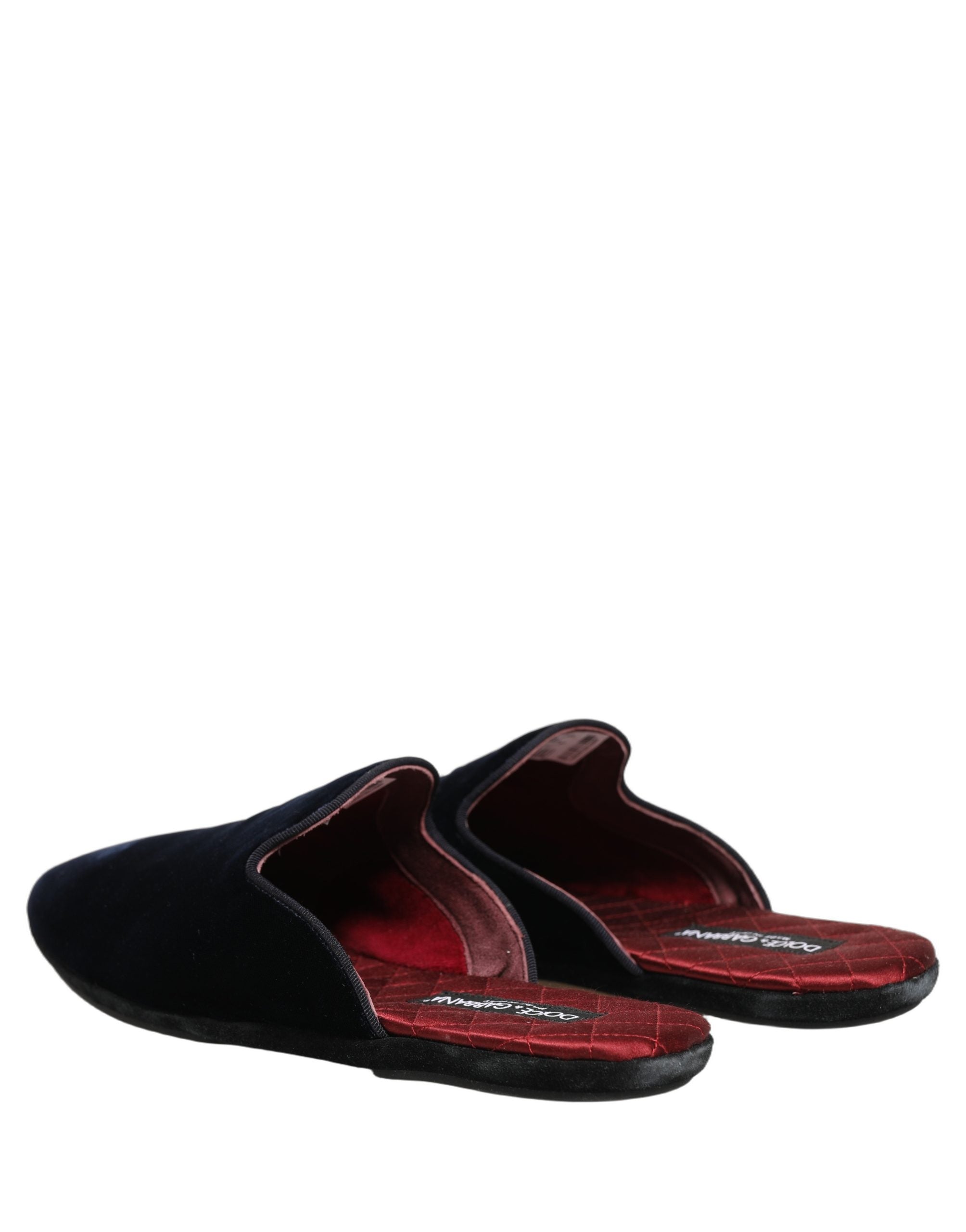 Dolce & Gabbana Dark Blue Suede Slides Flat Slipper Men Men's Shoes