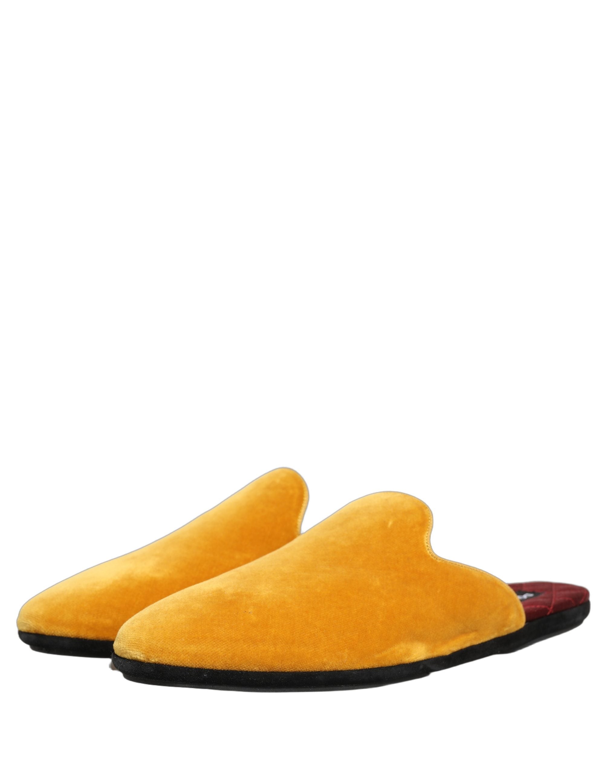 Dolce & Gabbana Yellow Suede Slides Flat Slipper Men Men's Shoes