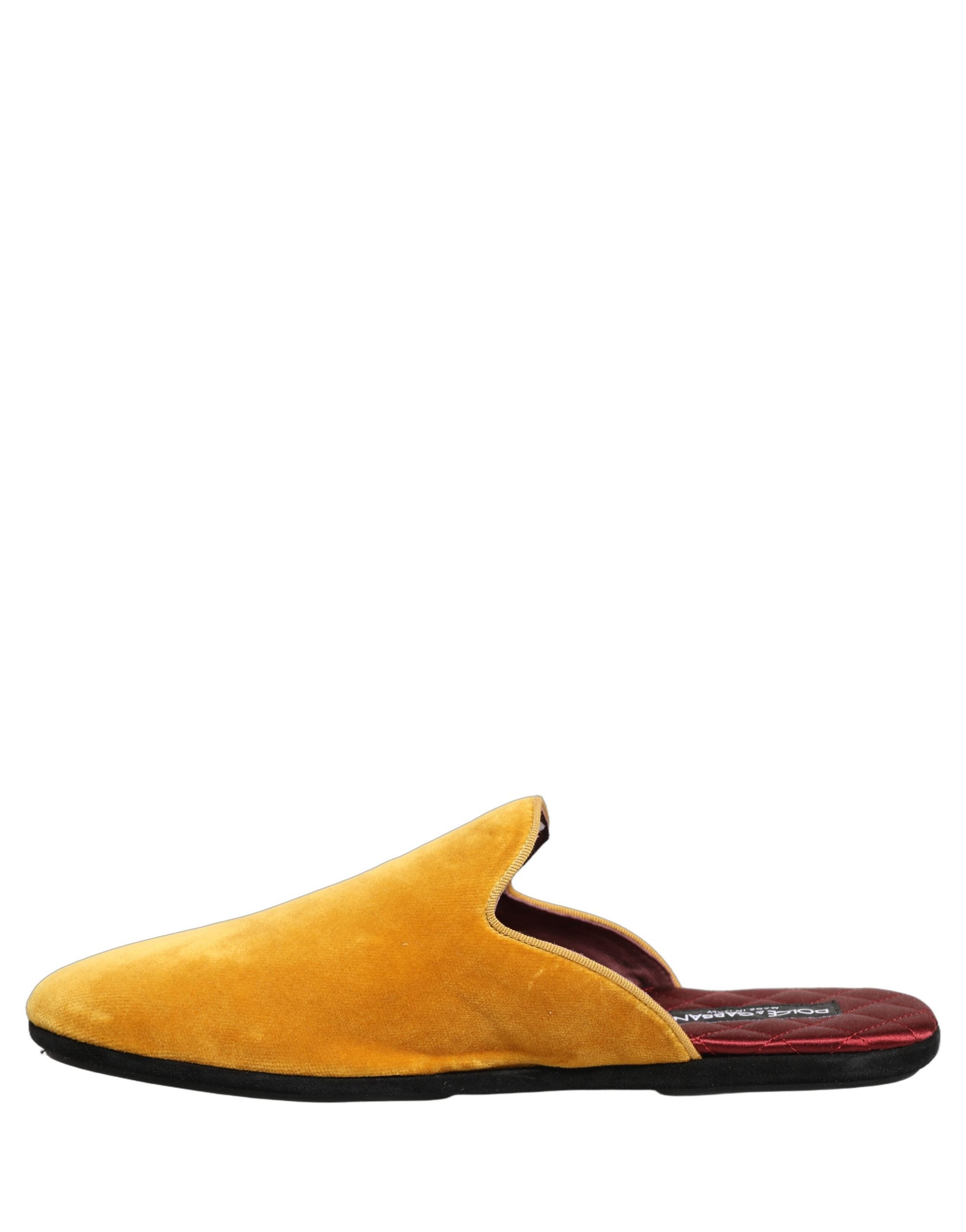 Dolce & Gabbana Yellow Suede Slides Flat Slipper Men Men's Shoes
