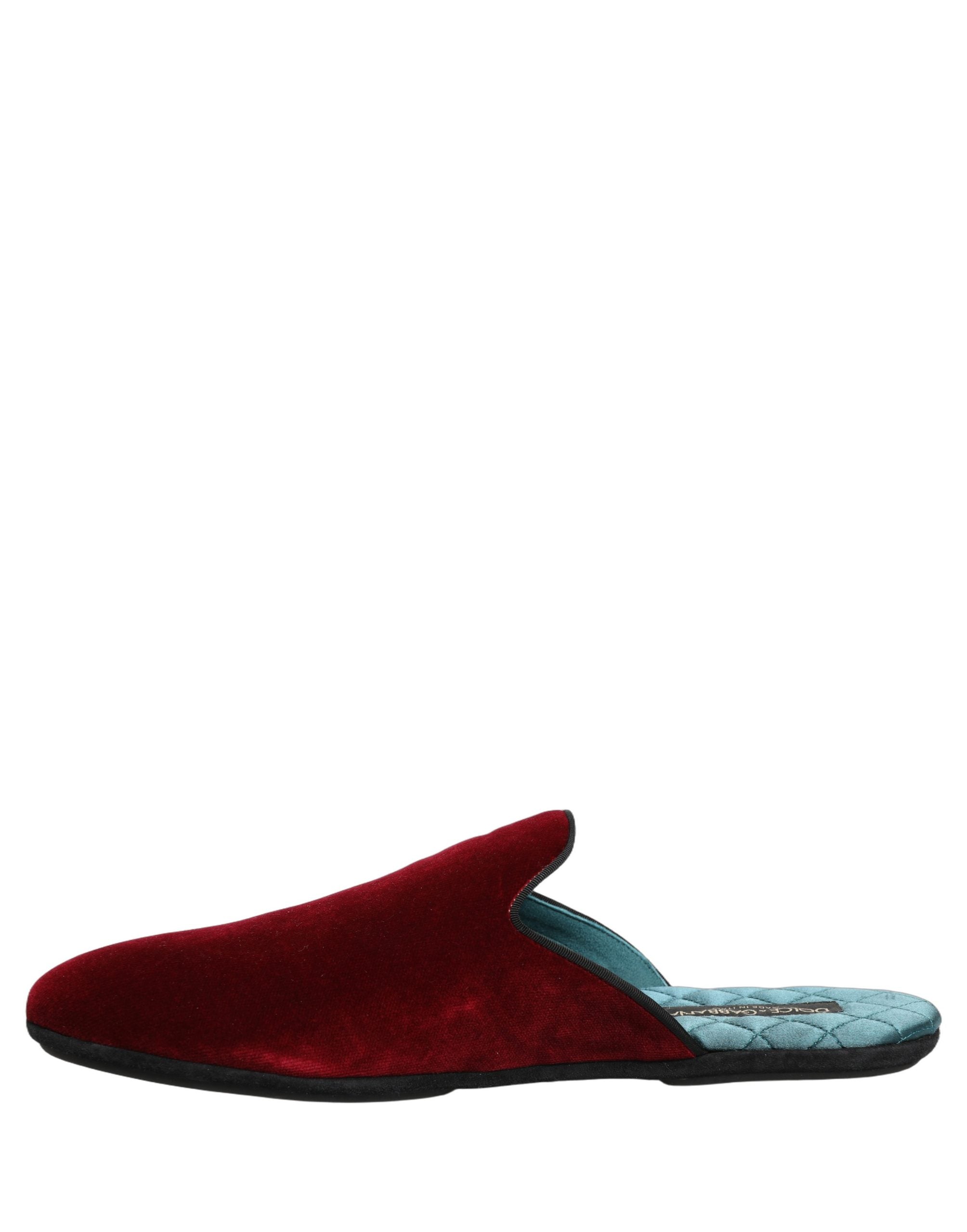 Dolce & Gabbana Red Suede Slides Flat Slipper Men Men's Shoes