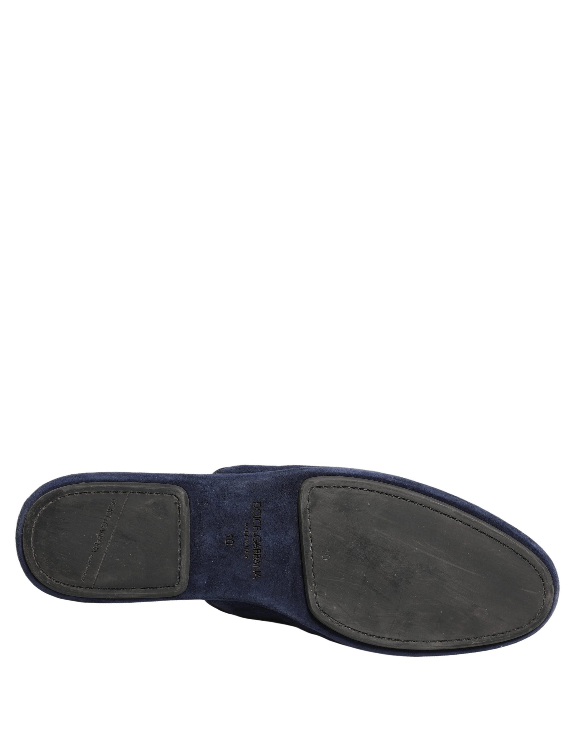 Dolce & Gabbana Blue Suede Slides Flat Slipper Men Men's Shoes